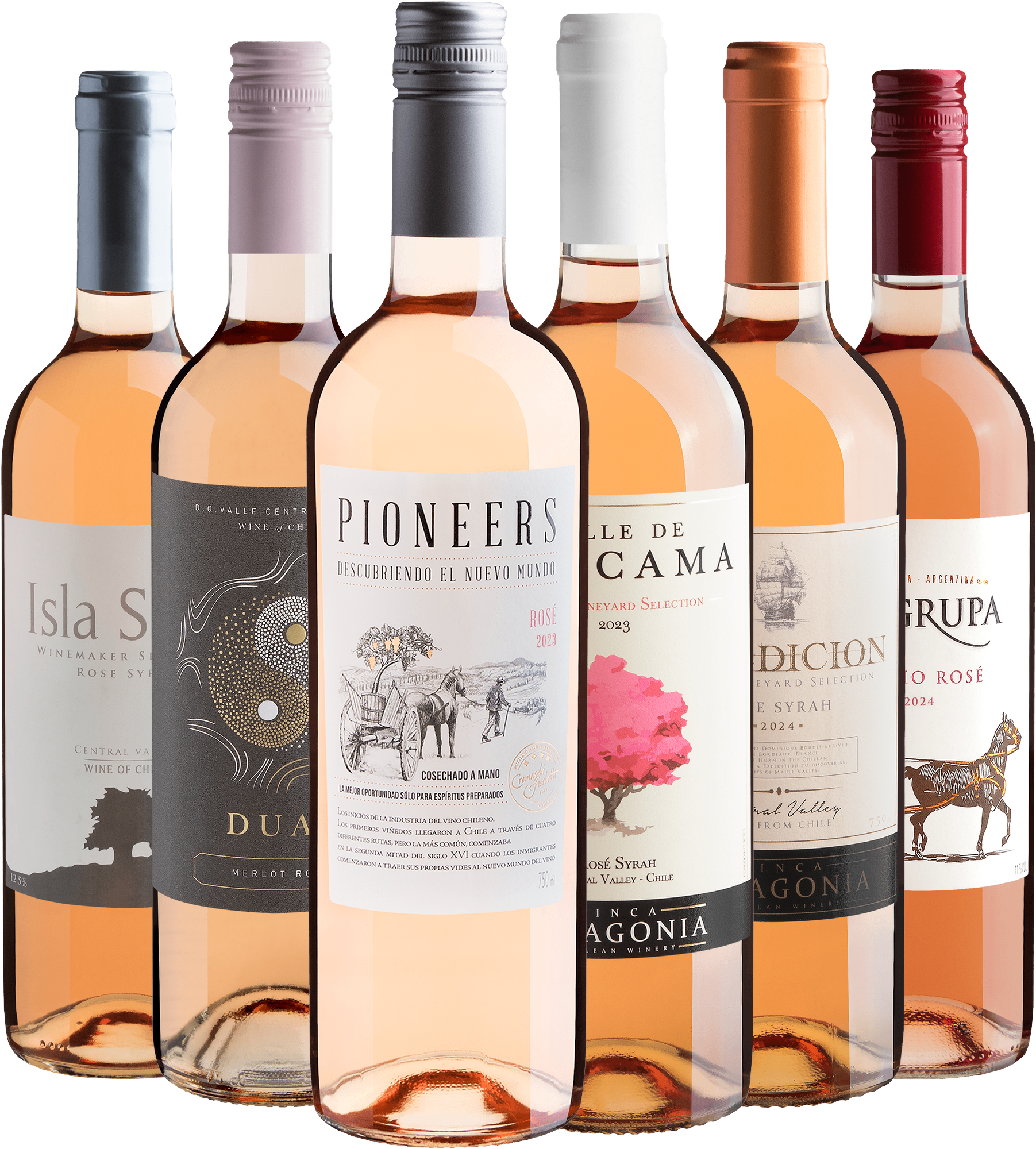 Kit 6 Vinhos Rosés por R$26,90 cada garrafa
