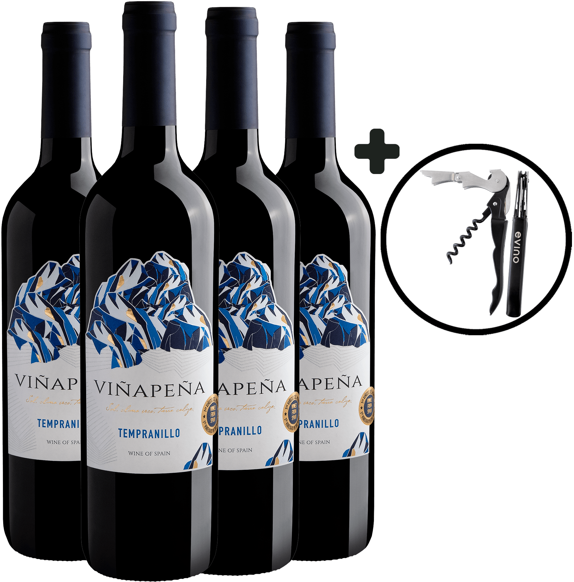 Kit 4 Viñapeña Tempranillo + Saca-rolhas