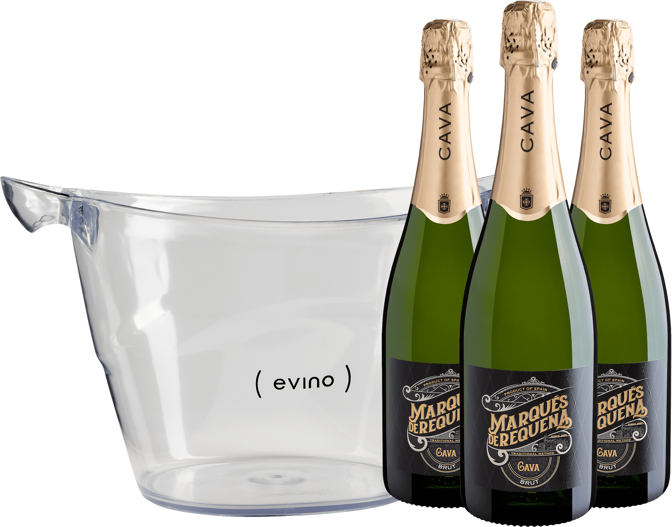 Kit 3 Marqués de Requena Cava Brut + Champanheira 