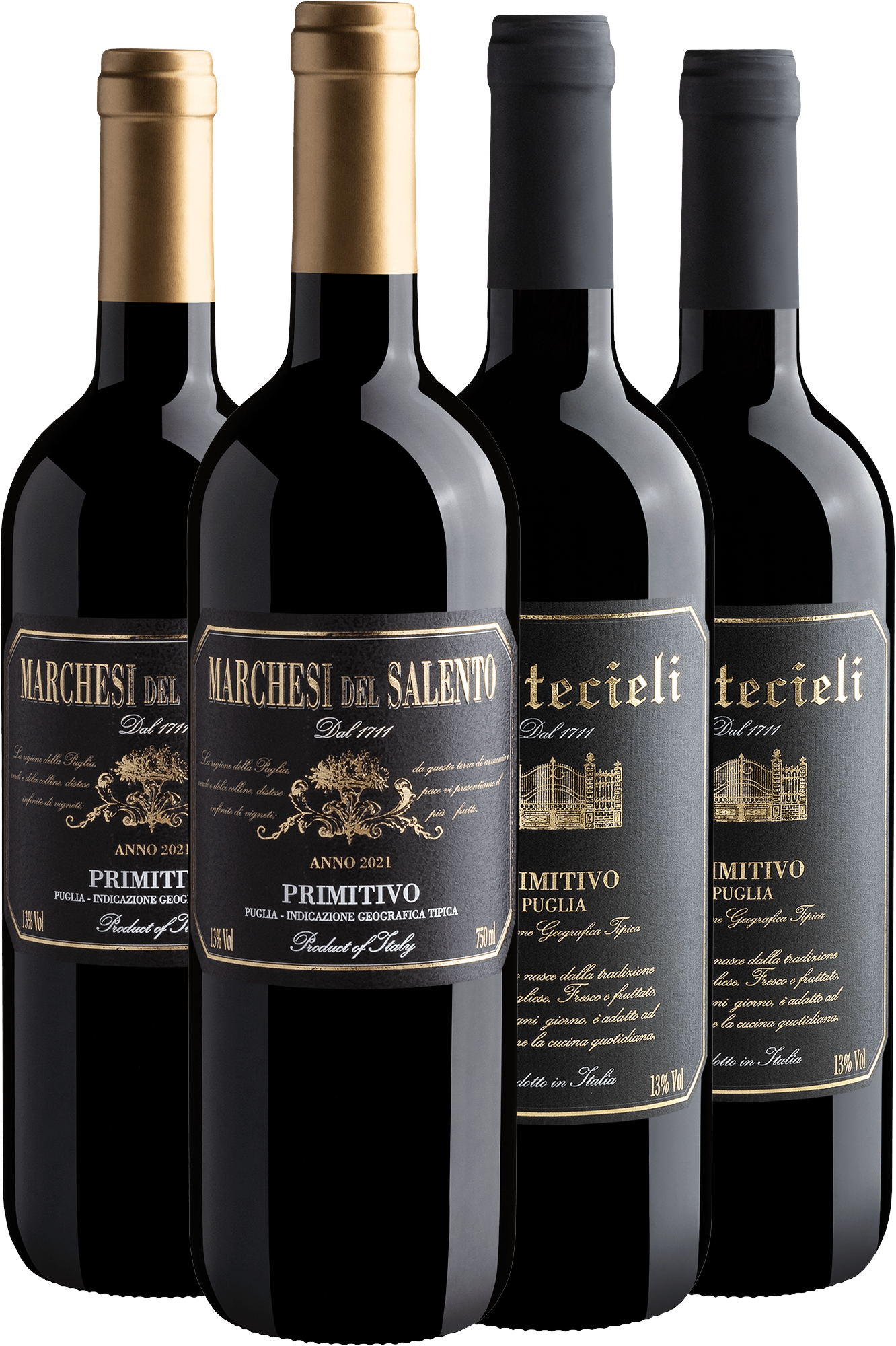 Kit Primitivos da Puglia | 2 Marchesi del Salento + 2 Settecieli por R$51,92 cada garrafa com cupom
