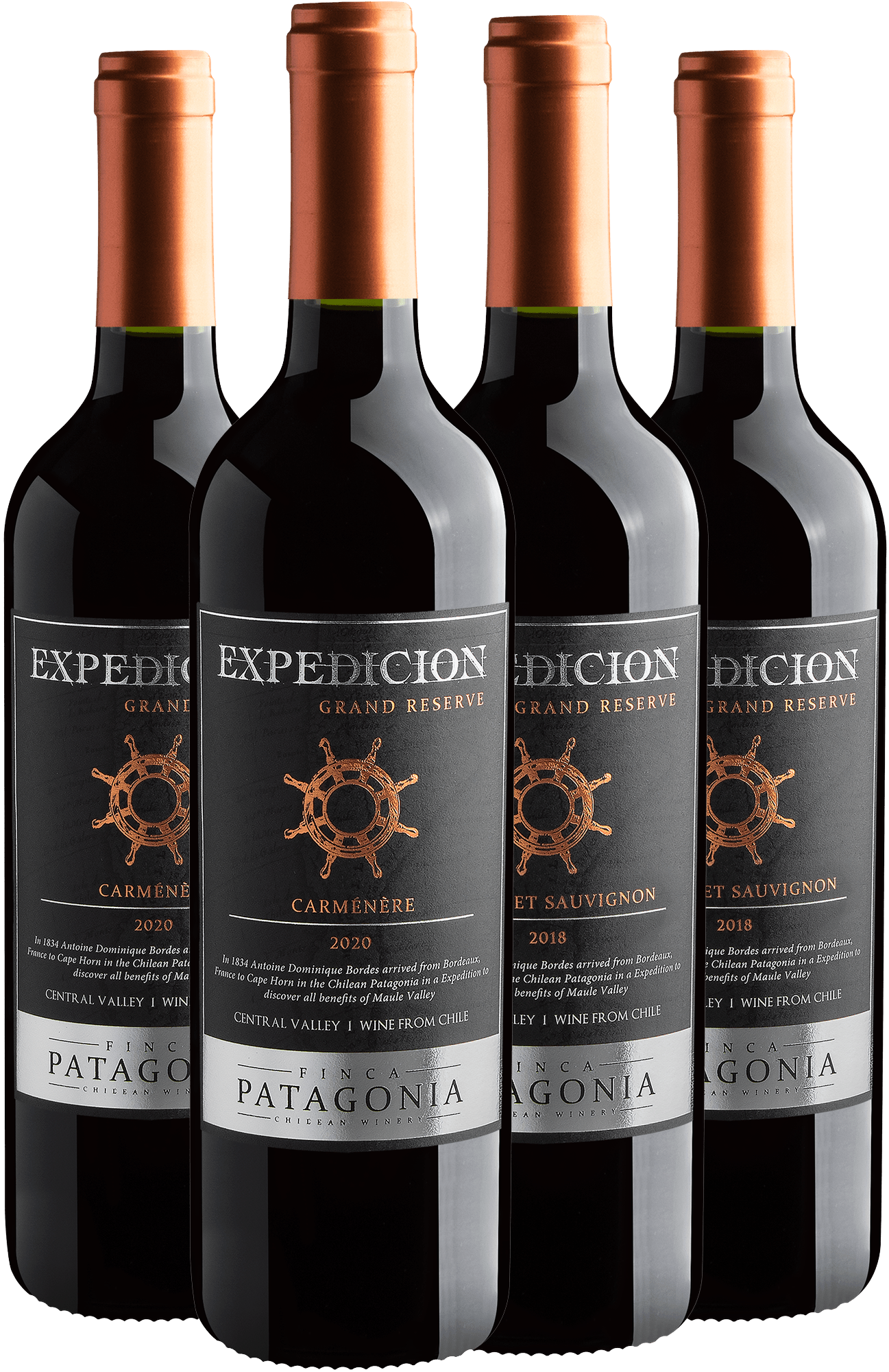 Kit Expedicion Grand Reserve | 2 Cabernet Sauvignon + 2 Carménère por R$59,90 cada garrafa