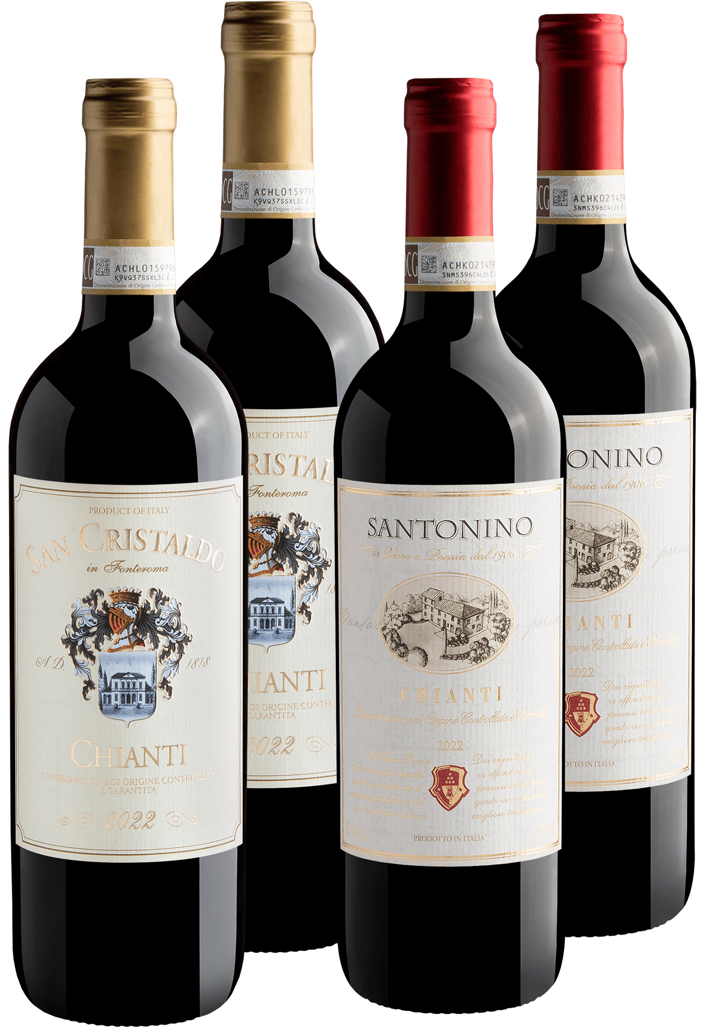 Kit Chianti | 2 San Cristaldo + 2 Castellani Santonino por R$54,90 cada garrafa 