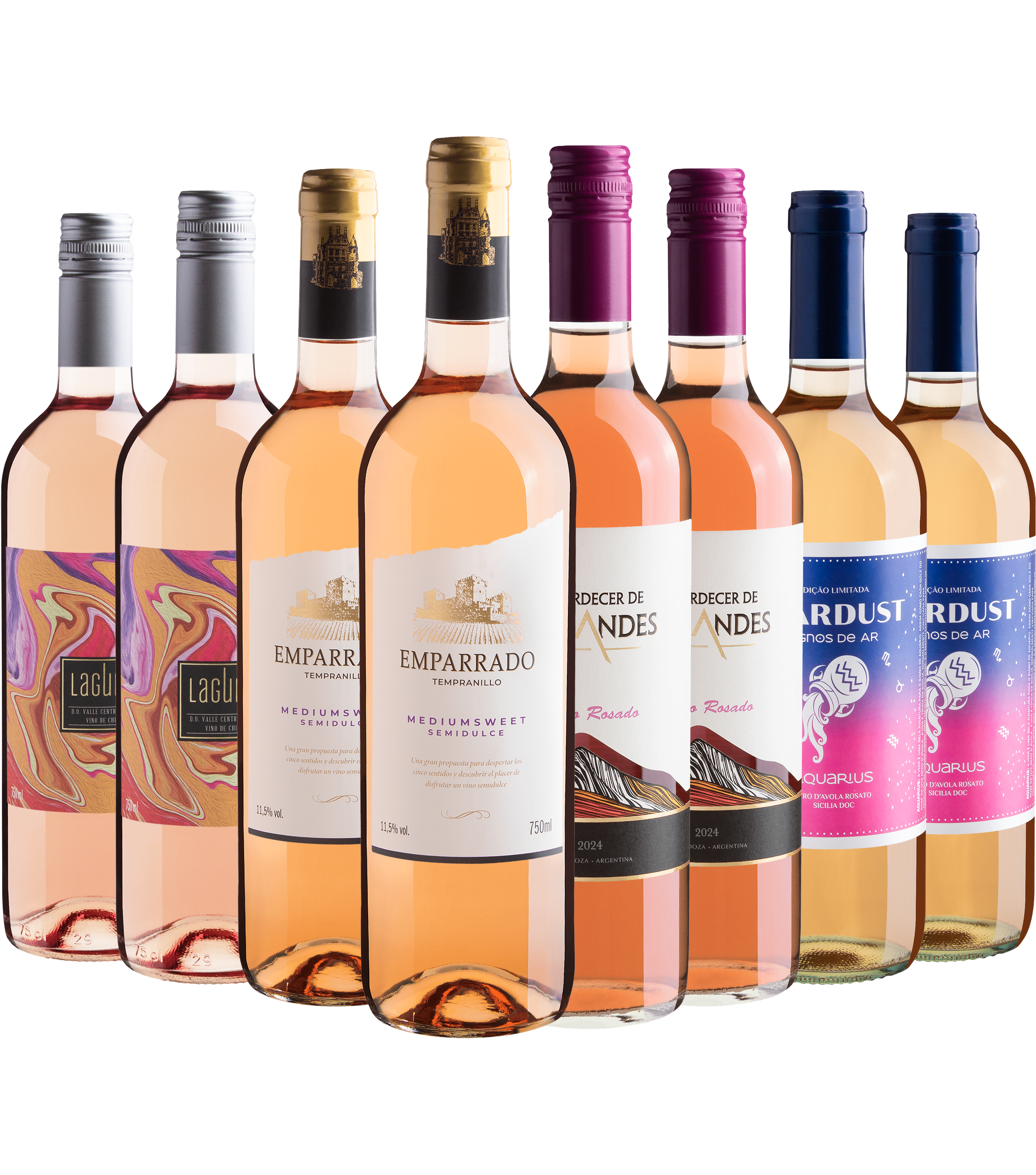Kit 8 Vinhos Rosés por R$28,90 cada garrafa  
