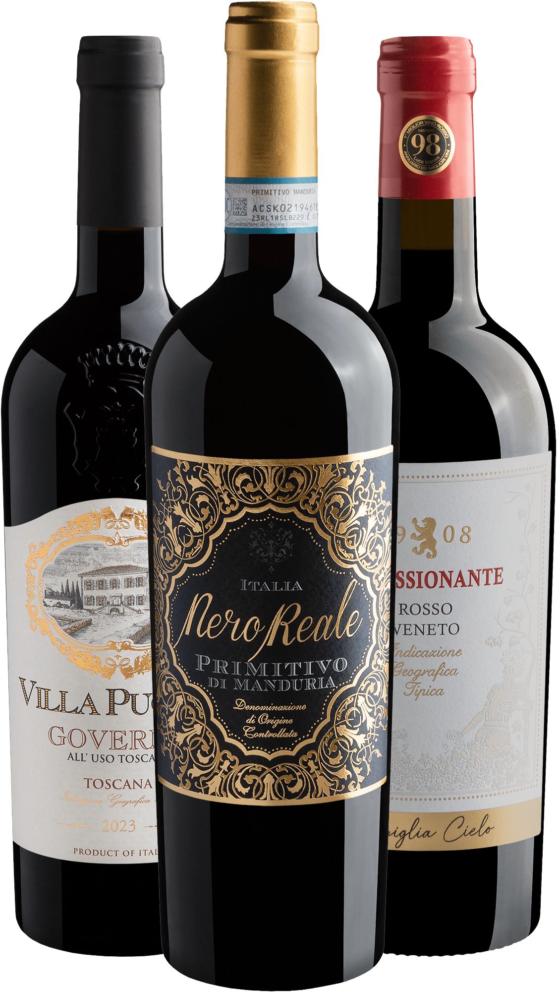 Kit 3 Vinhos Italianos Premium 94+ Pontos por R$89,90 cada garrafa 