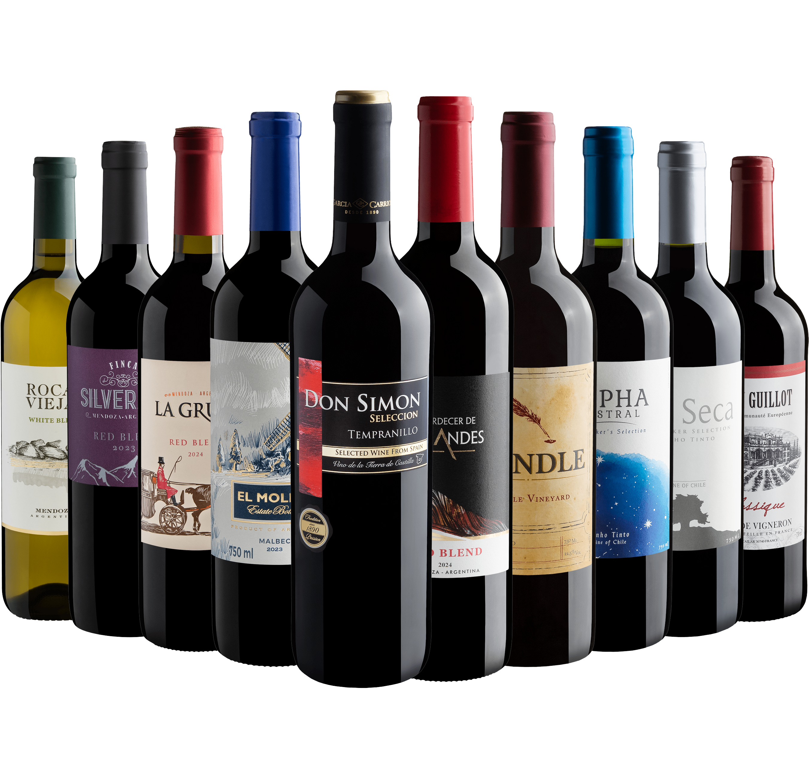 Kit 10 Vinhos por R$24,90 cada garrafa