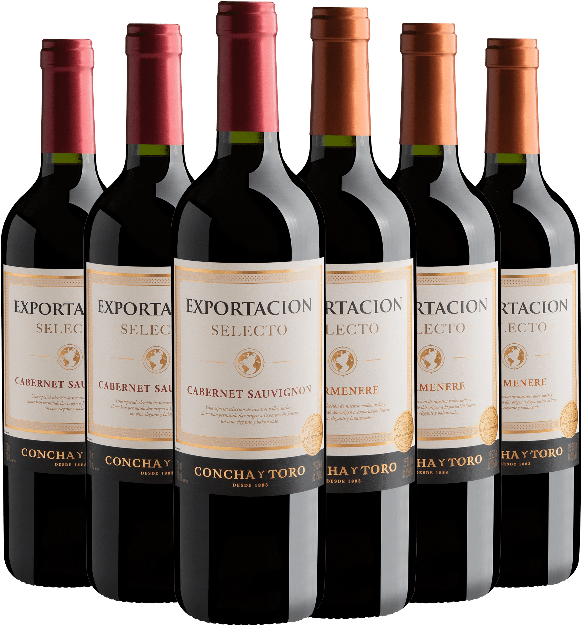 Kit Concha y Toro | 3 Cabernet Sauvignon + 3 Carménère por R$29,90 cada garrafa