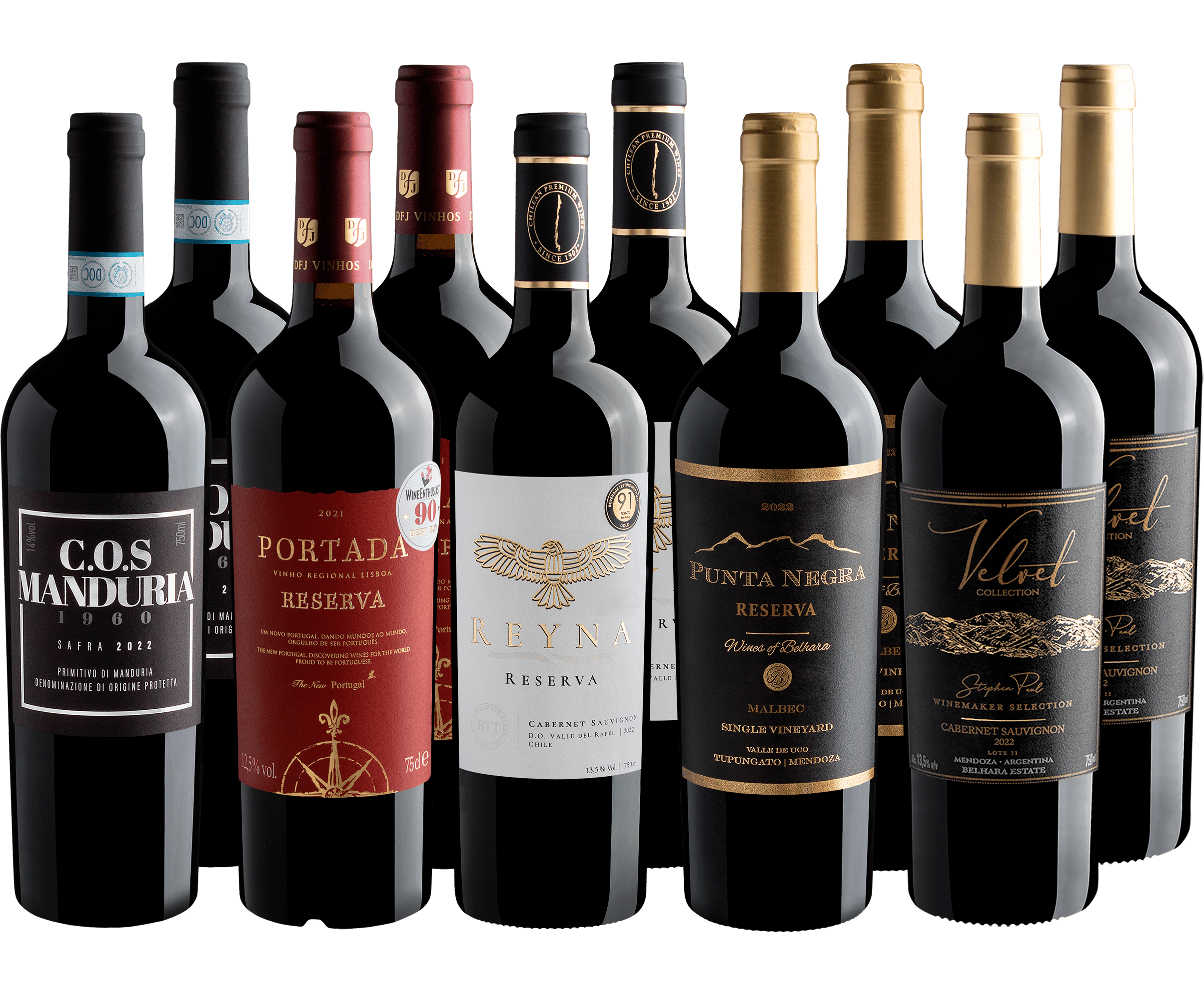 Kit 10 Vinhos Premium por R$59,90 cada garrafa