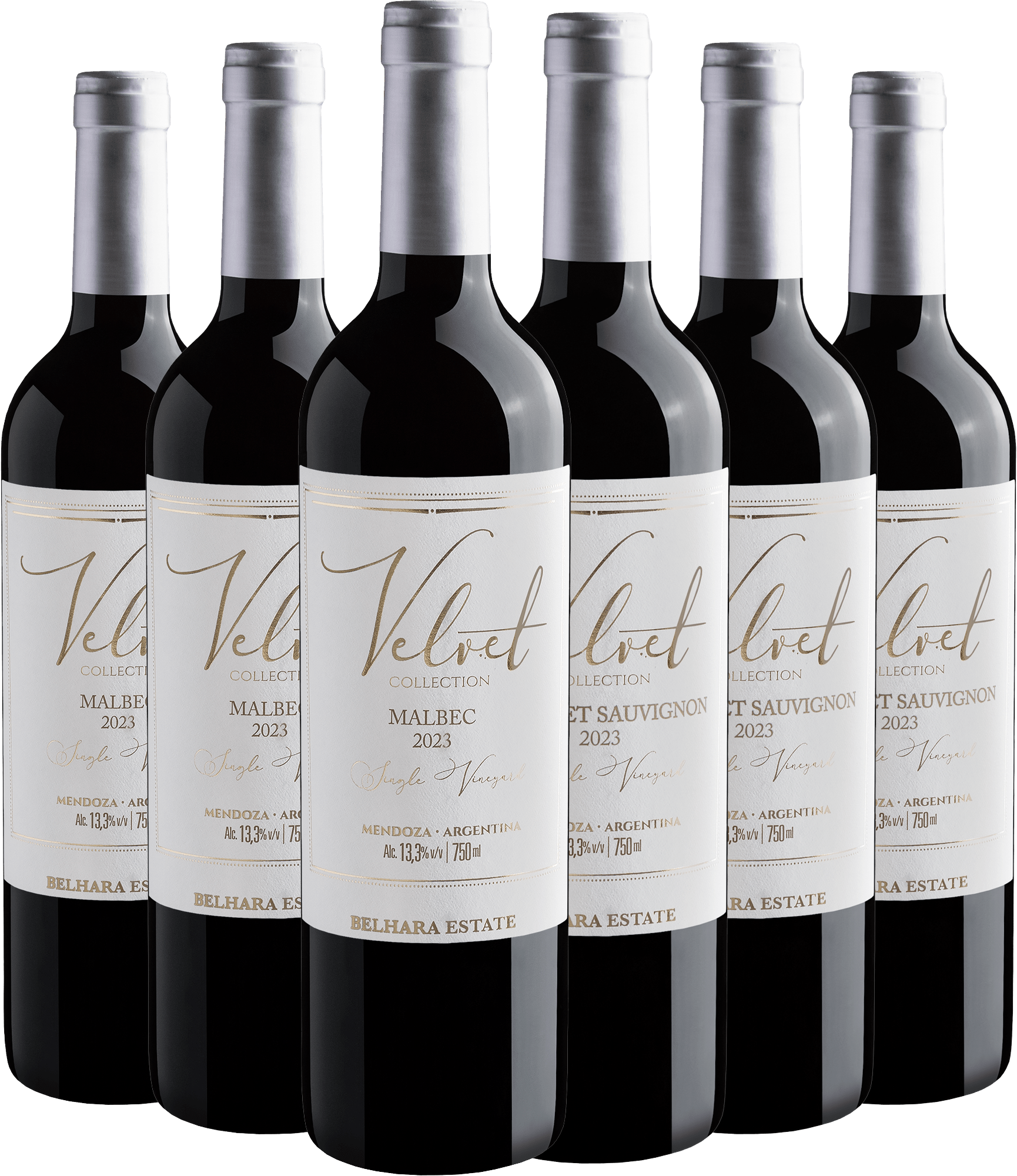 Kit Velvet Collection | 3 Malbec + 3 Cabernet Sauvignon por R$34,90 cada garrafa 