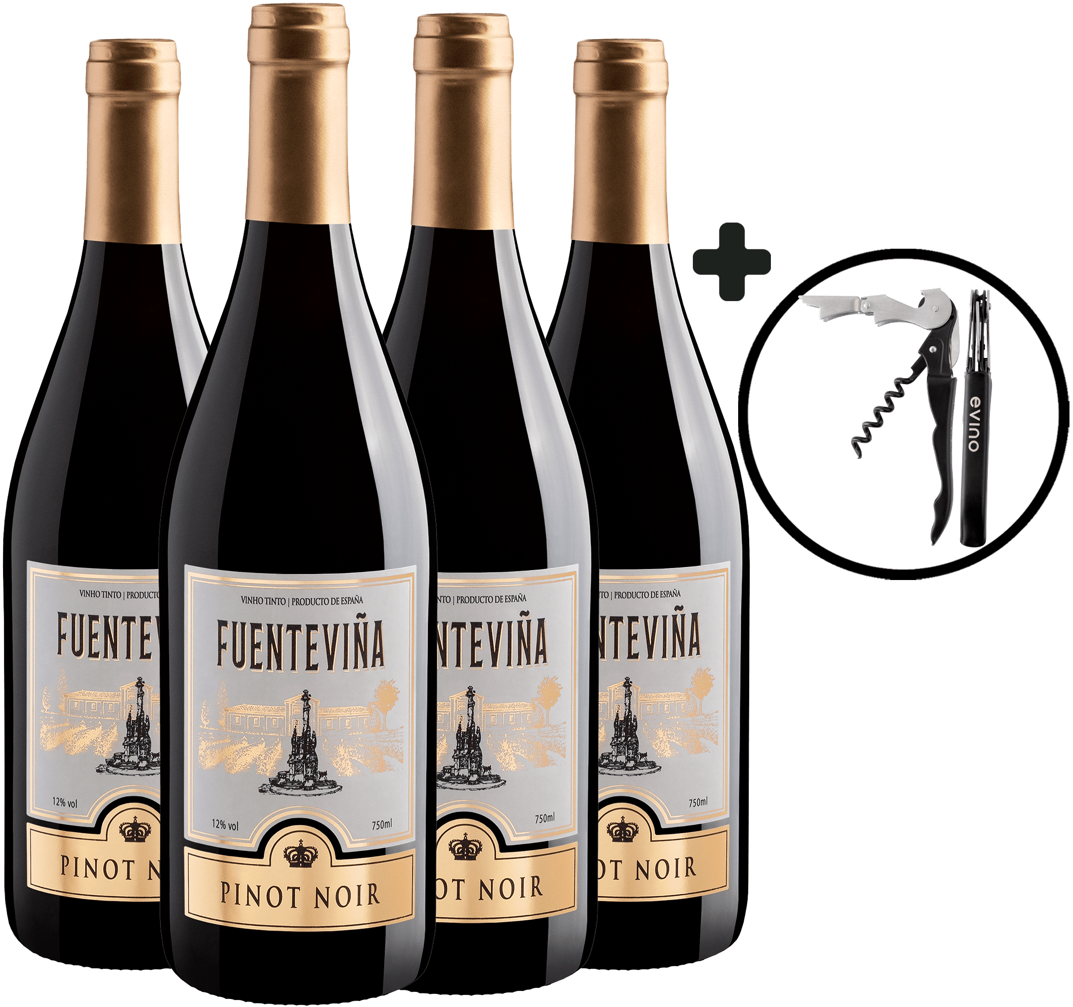 Kit 4 Fuenteviña Pinot Noir + Saca-Rolhas Grátis
