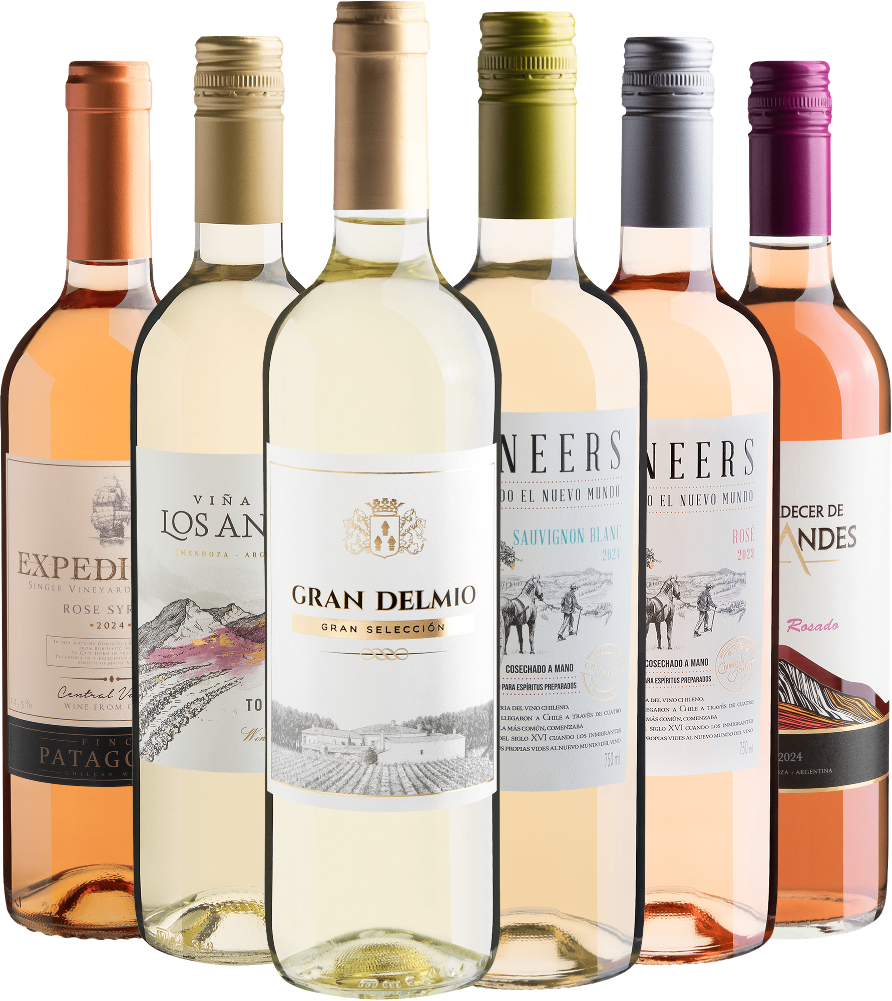 Kit 3 Brancos + 3 Rosés por R$26,90 cada garrafa