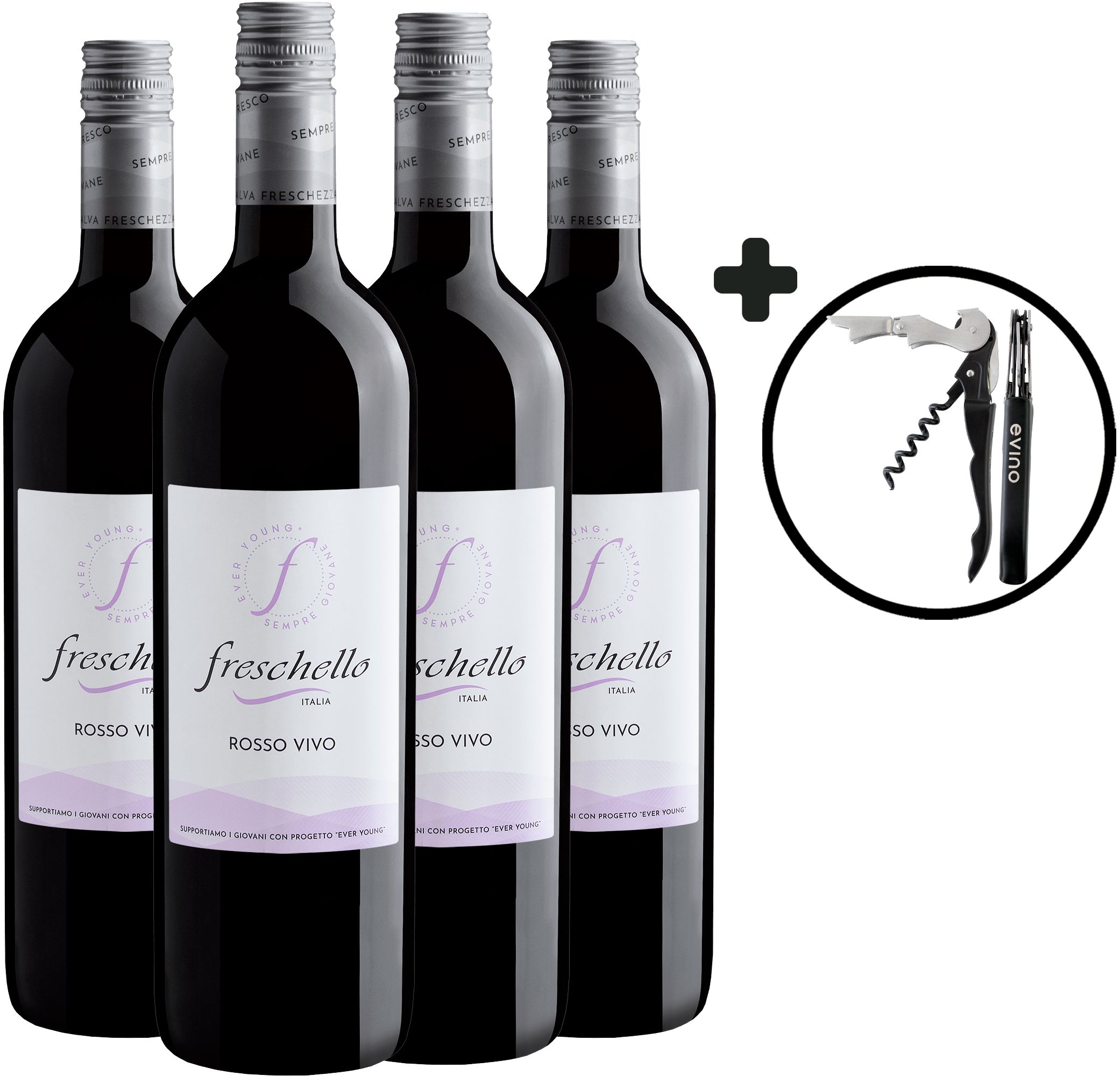 Kit 4 Freschelo Rosso + Saca-rolhas Grátis