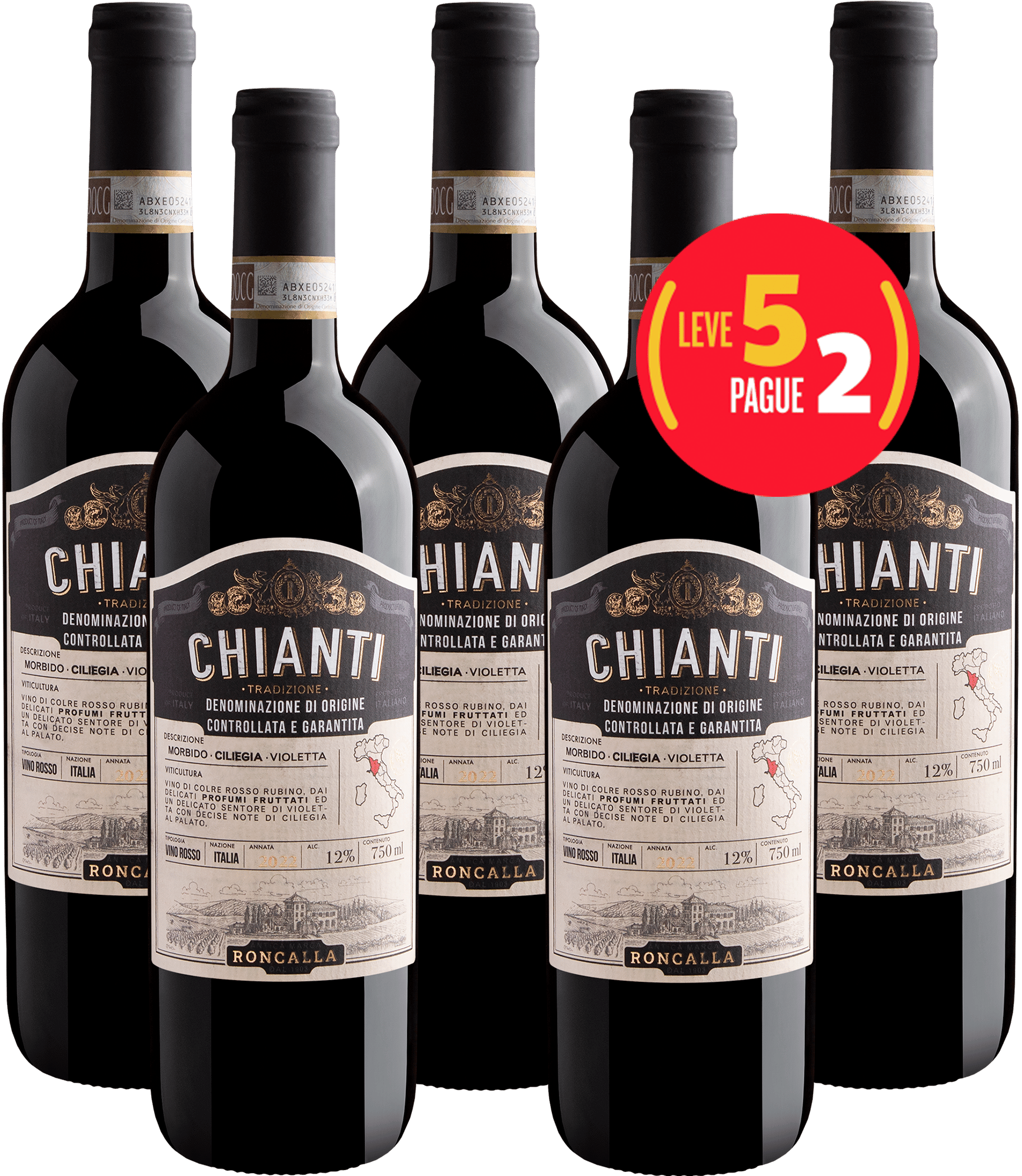 Kit Leve 5 Pague 2 Roncalla Tradizione Chianti DOCG*
