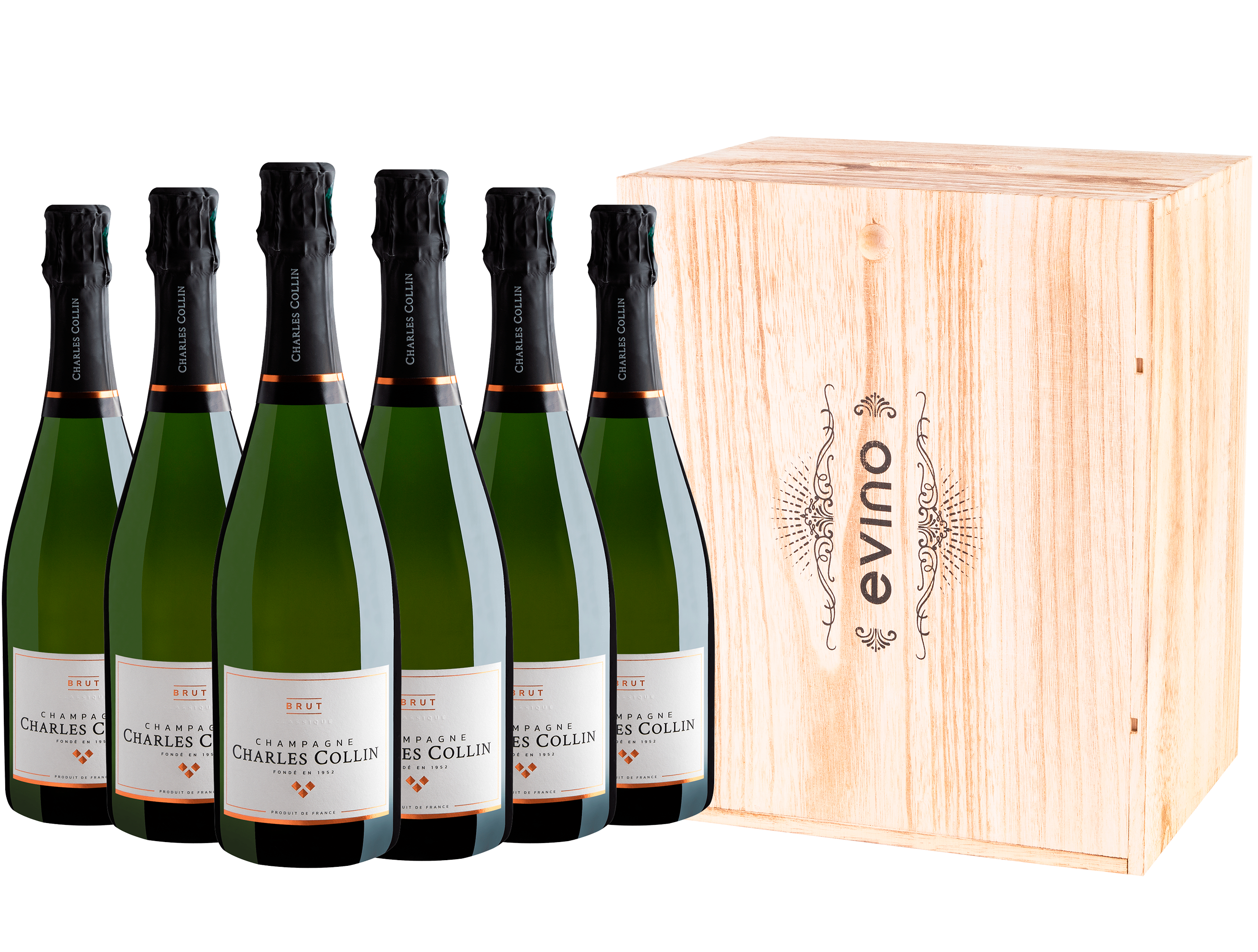 Kit 6 Champagne Charles Collin Classique Brut por R$269,90 cada garrafa + Caixa de Madeira Grátis