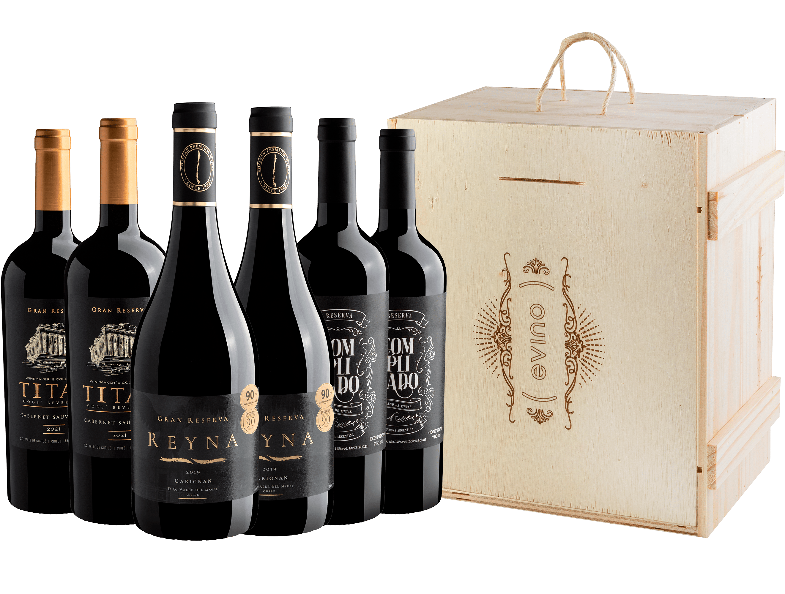 Kit Vinhos Reserva + Caixa de Madeira | 6 garrafas
