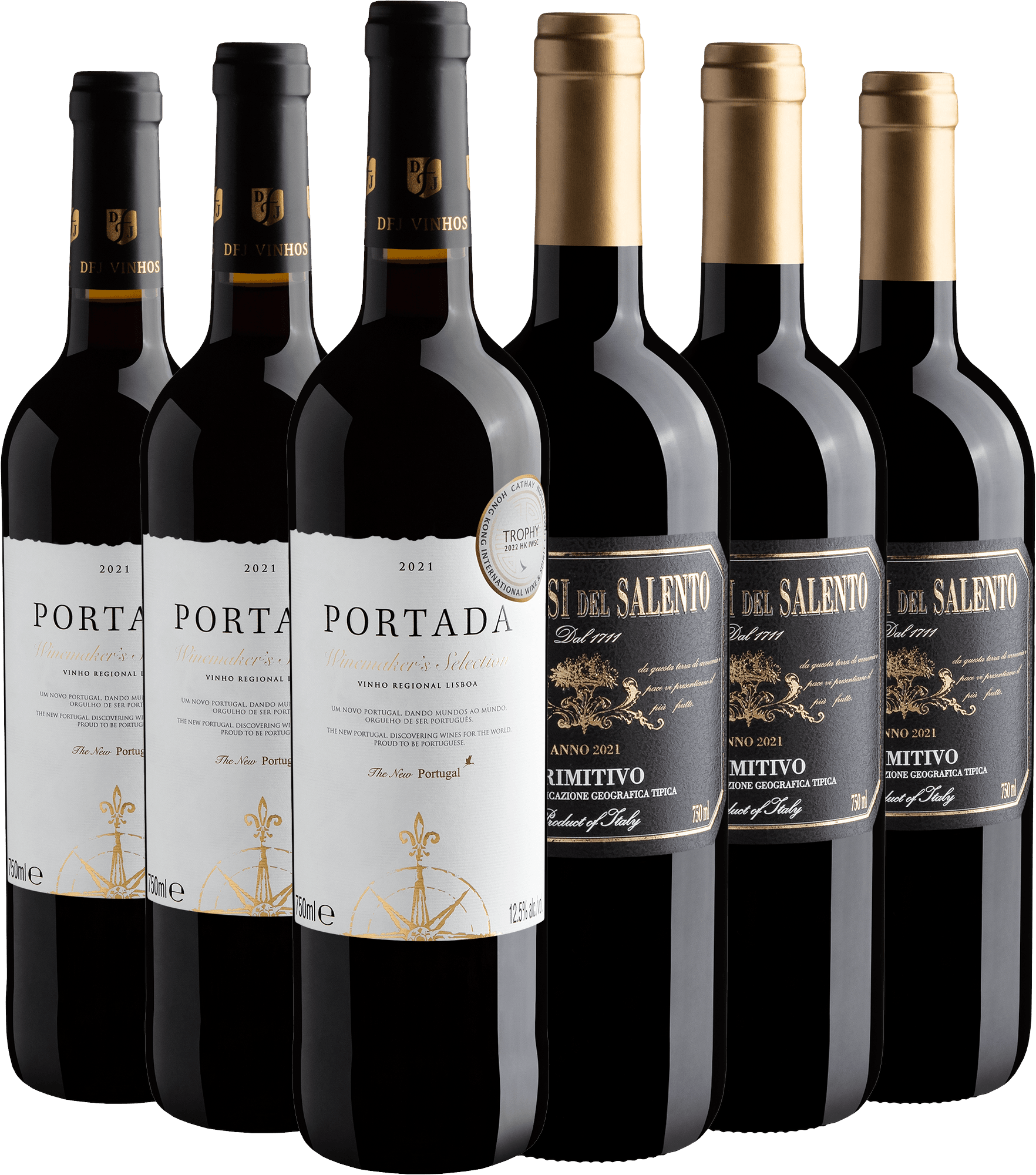 Kit 3 Portada Winemaker's Selection + 3 Marchesi del Salento Primitivo Puglia IGT por R$44,90 cada garrafa