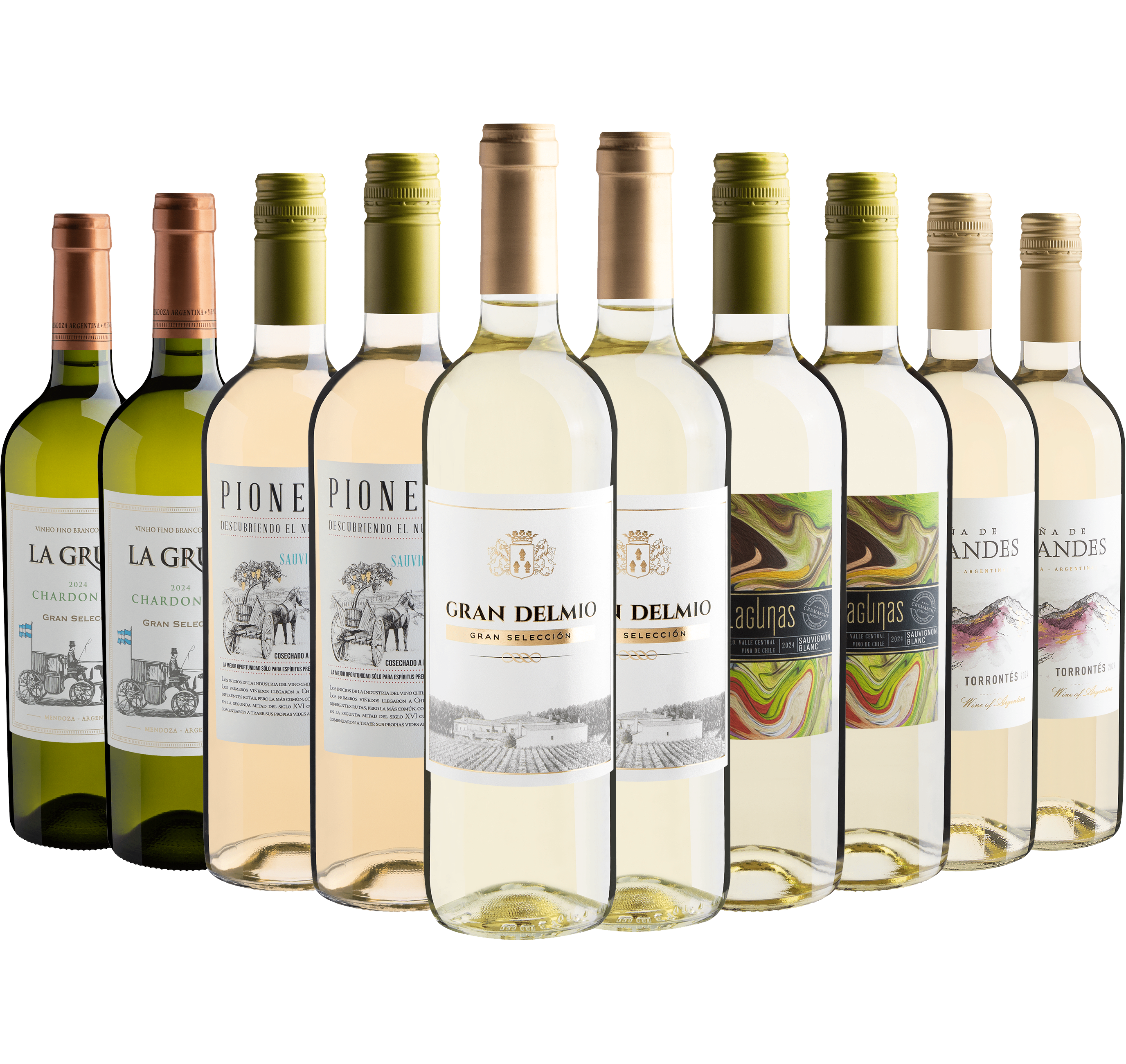 Kit 10 Vinhos Brancos por R$25,90 cada garrafa