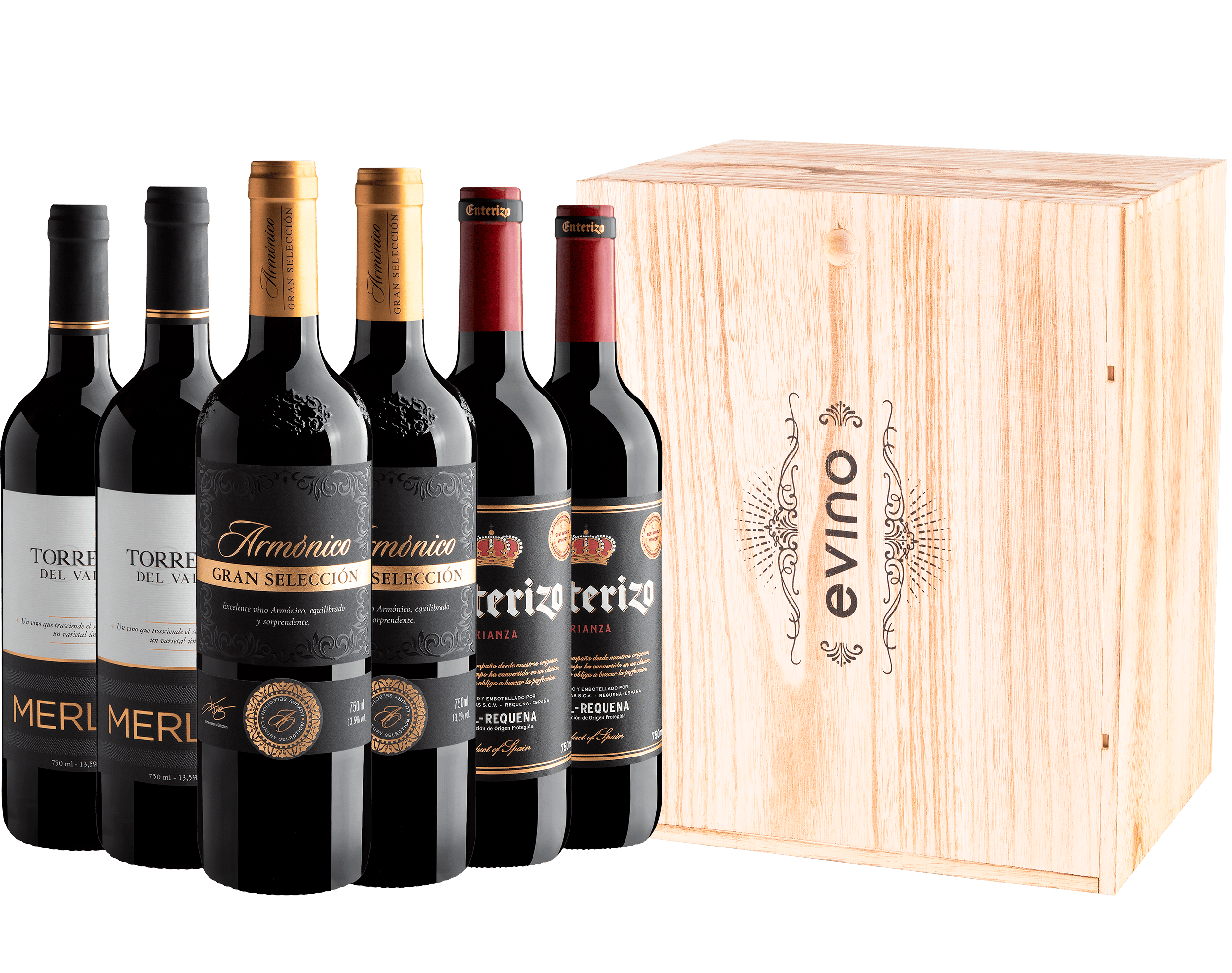 Kit Espanhóis em Dobro por R$49,90 cada garrafa + Caixa de Madeira Grátis