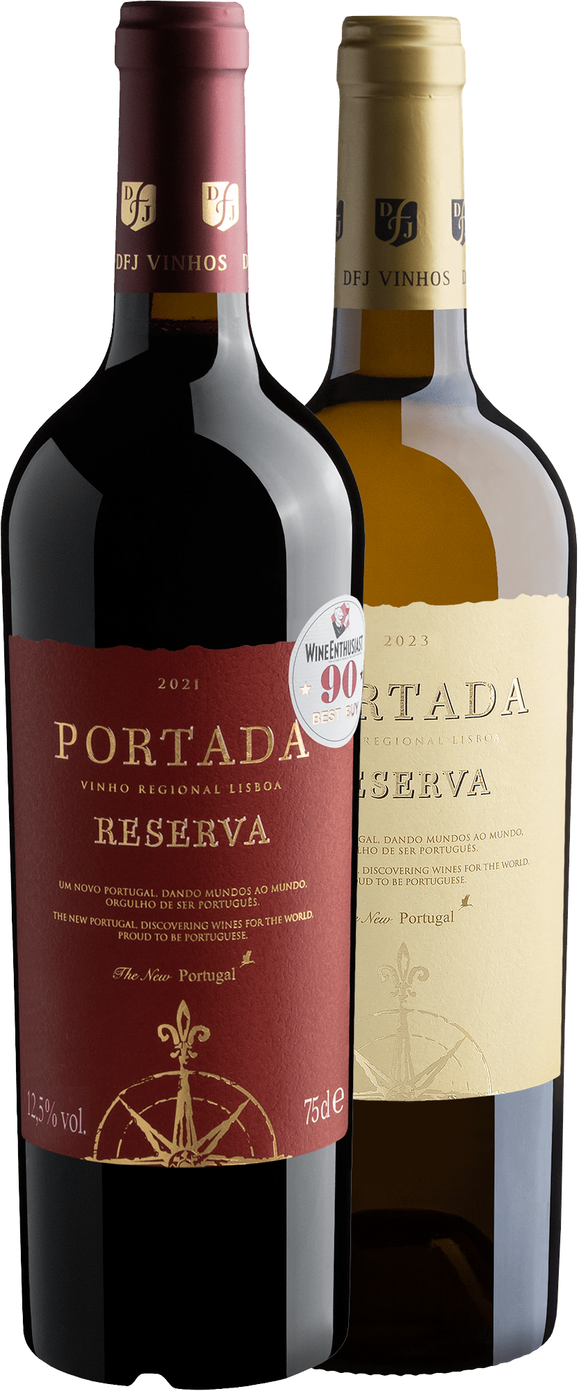 Kit 2 Portada Reserva Vinho Regional Lisboa | Tinto + Branco