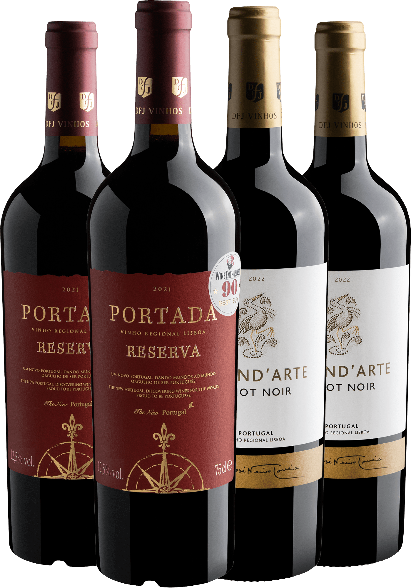 Kit 2 Grand'Arte Pinot Noir + 2 Portada Reserva por R$59,90 cada garrafa