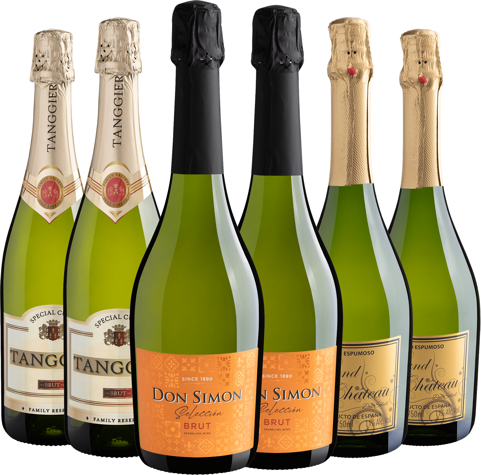 Kit Espumantes Espanhóis por R$34,90 cada garrafa | 2 Don Simon Selección + 2 Tanggier + 2 Grand Château