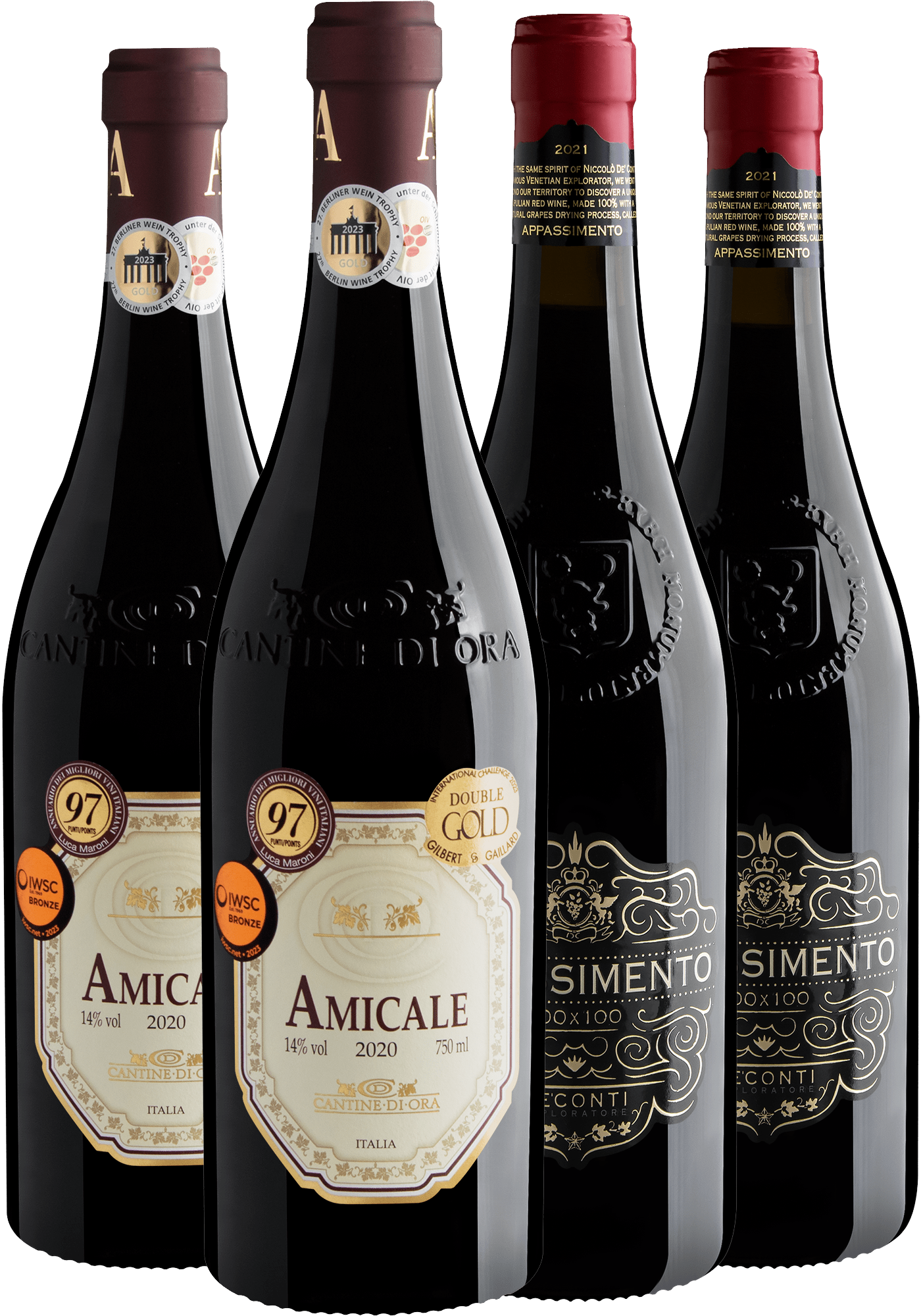 Kit 2 Amicale Vino Rosso + 2 Appassimento 100x100 por R$99,90 cada garrafa