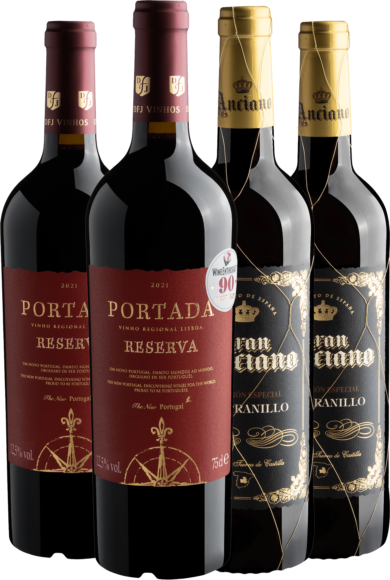 Kit 2 Portada Reserva + 2 Gran Anciano Selección Especial por R$64,90 cada garrafa
