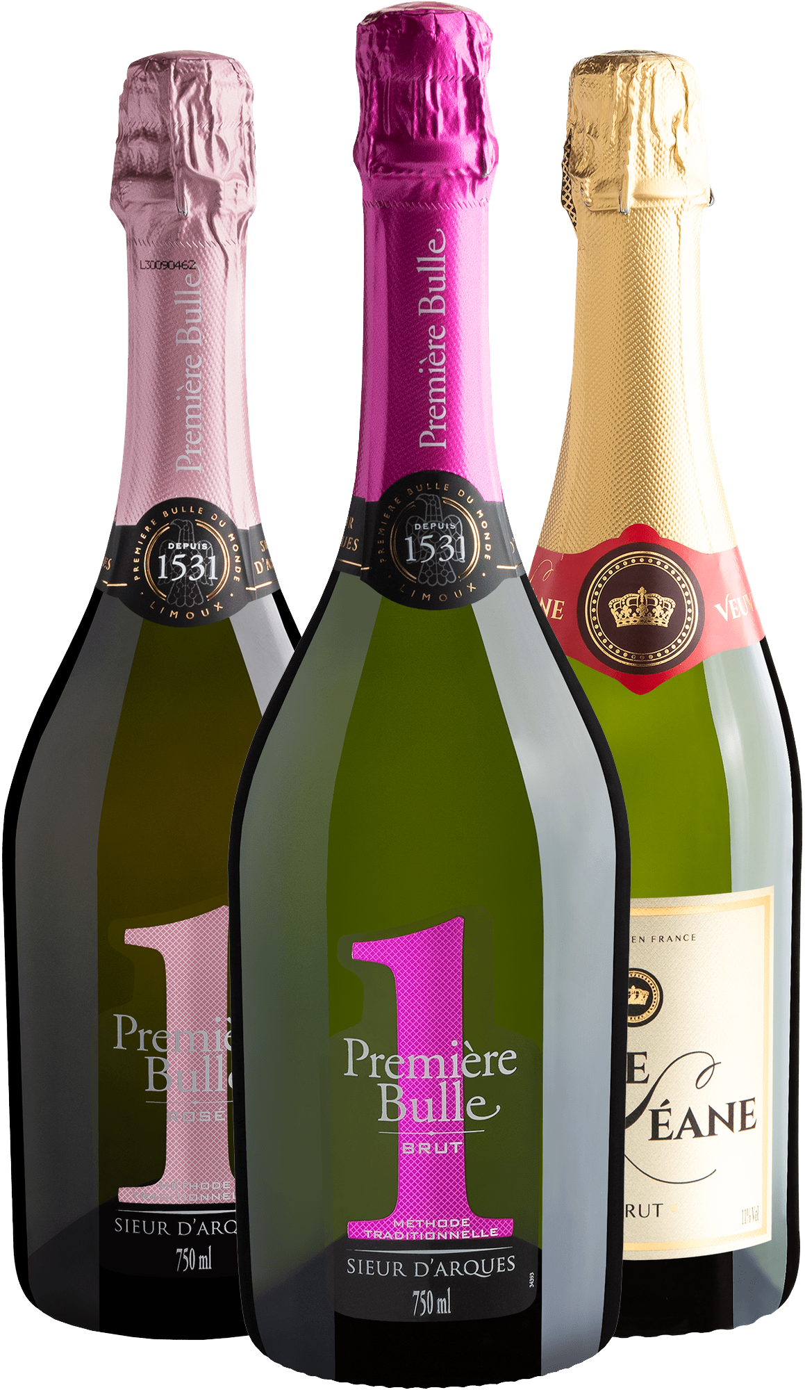 Kit 3 Espumantes Franceses por R$89,90 cada garrafa