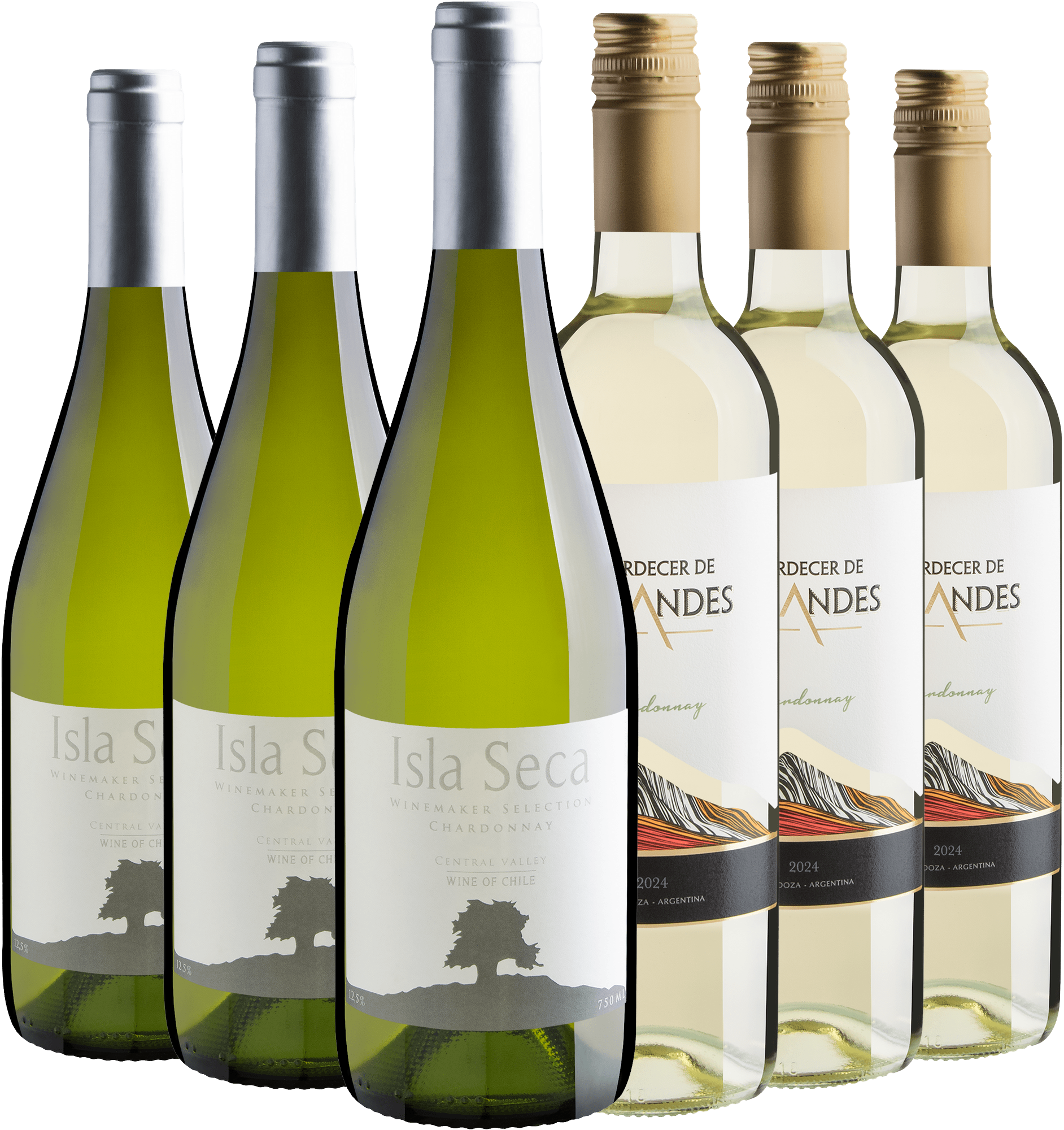 Kit Chardonnay | 3 Isla Seca + 3 Atardecer De Los Andes por R$29,90 cada garrafa