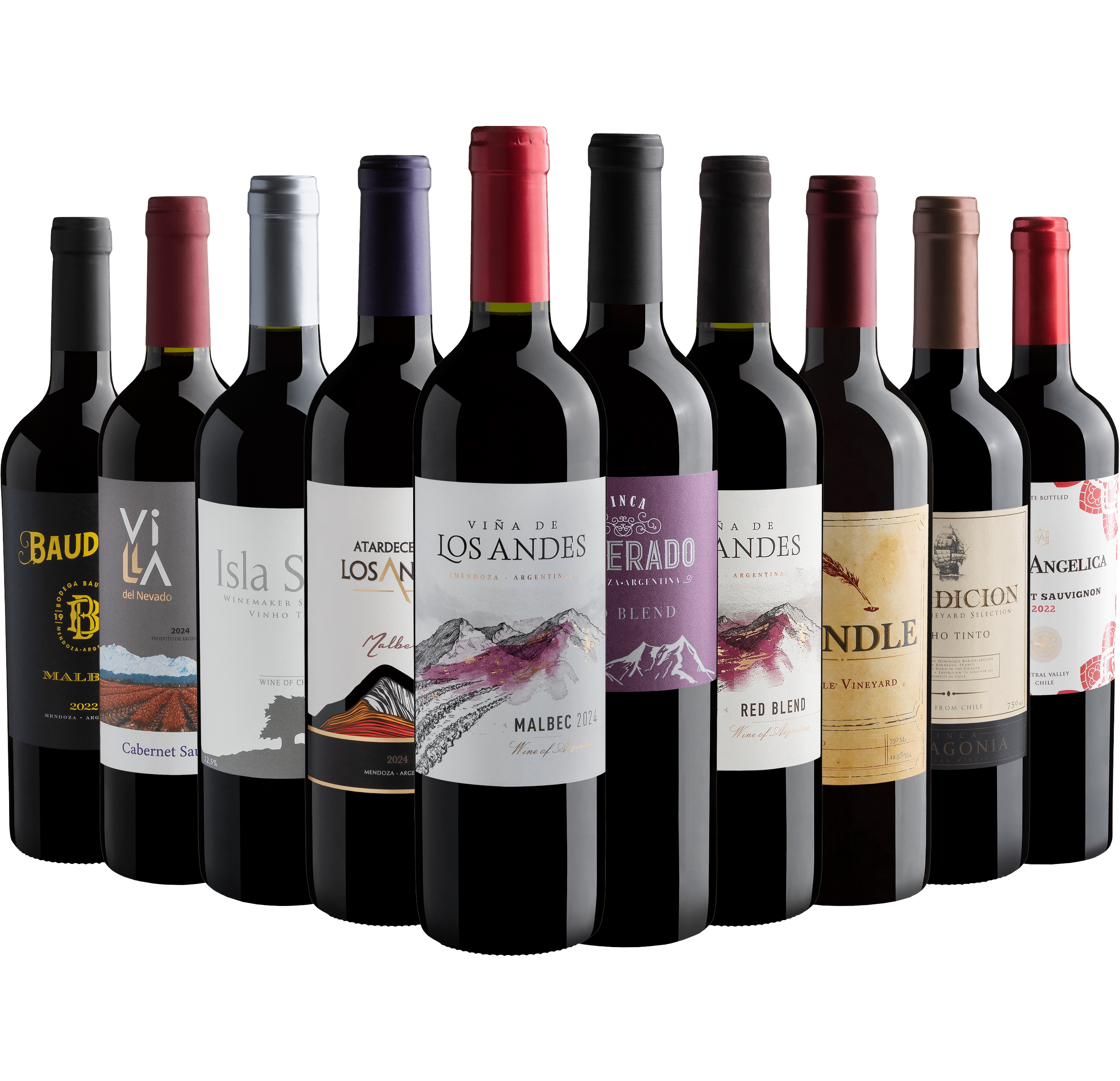 Kit 10 Vinhos do Novo Mundo por R$29,90 cada garrafa 
