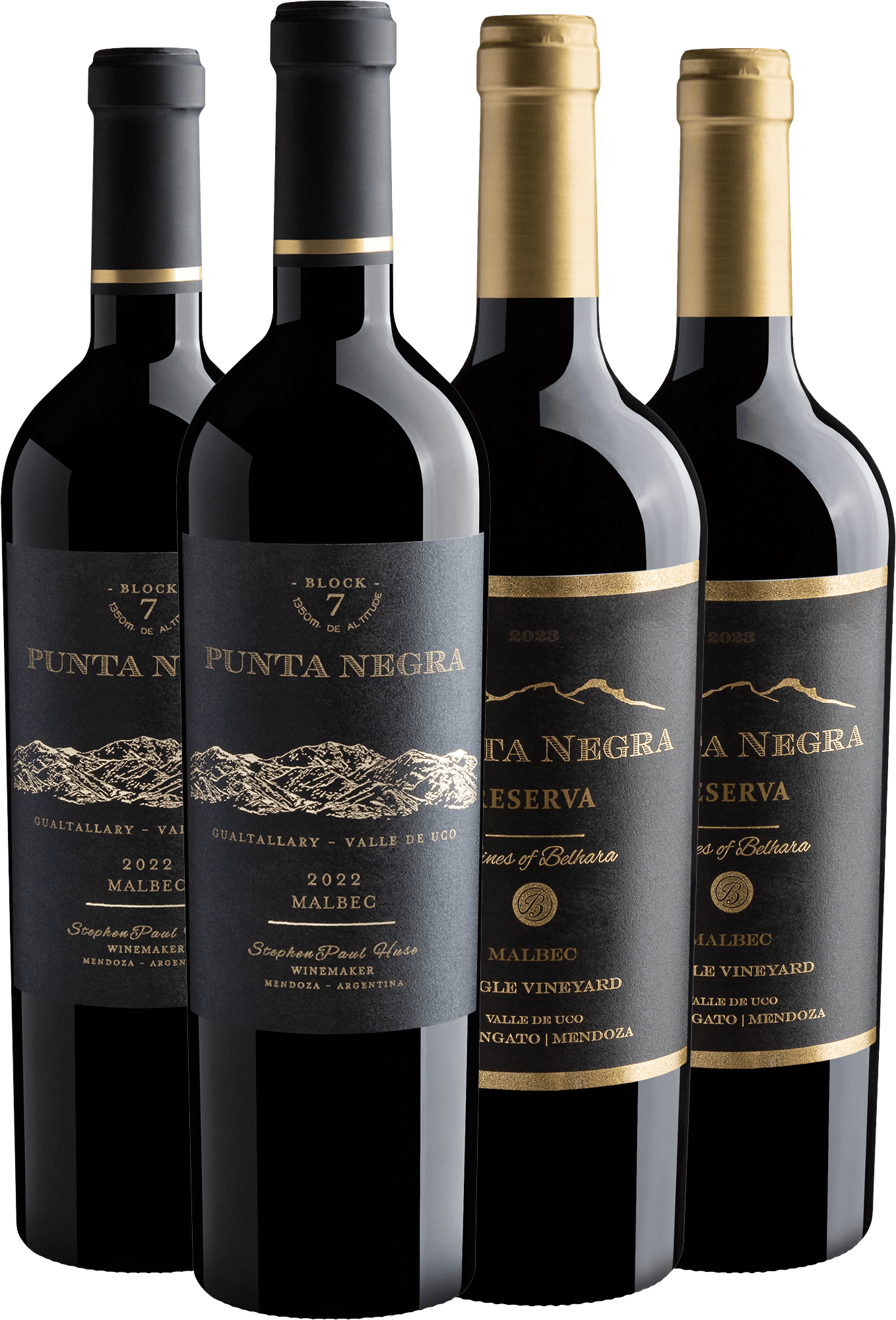 Kit Punta Negra Malbec | 2 Block 7 + 2 Reserva por R$69,90 cada garrafa