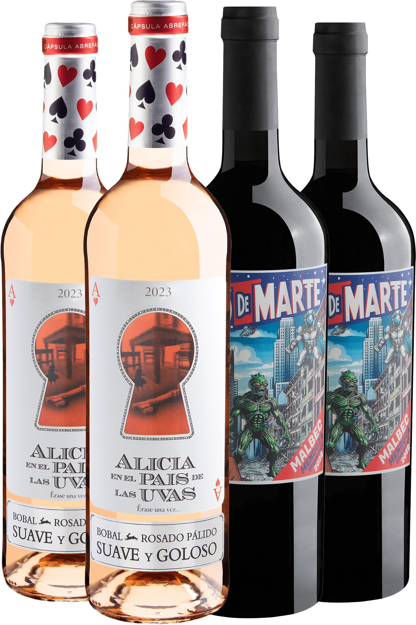 Kit 2 Alicia en el Pais de Las Uvas + 2 Vino de Marte Malbec