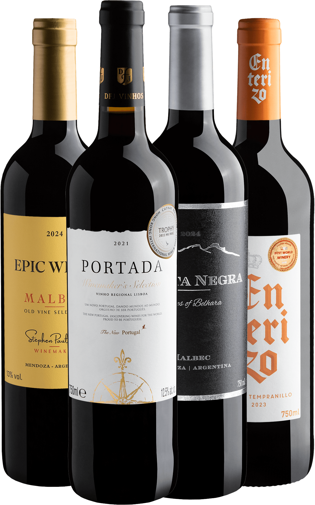 Kit 4 Vinhos Medalha de Ouro por R$39,90 cada garrafa 