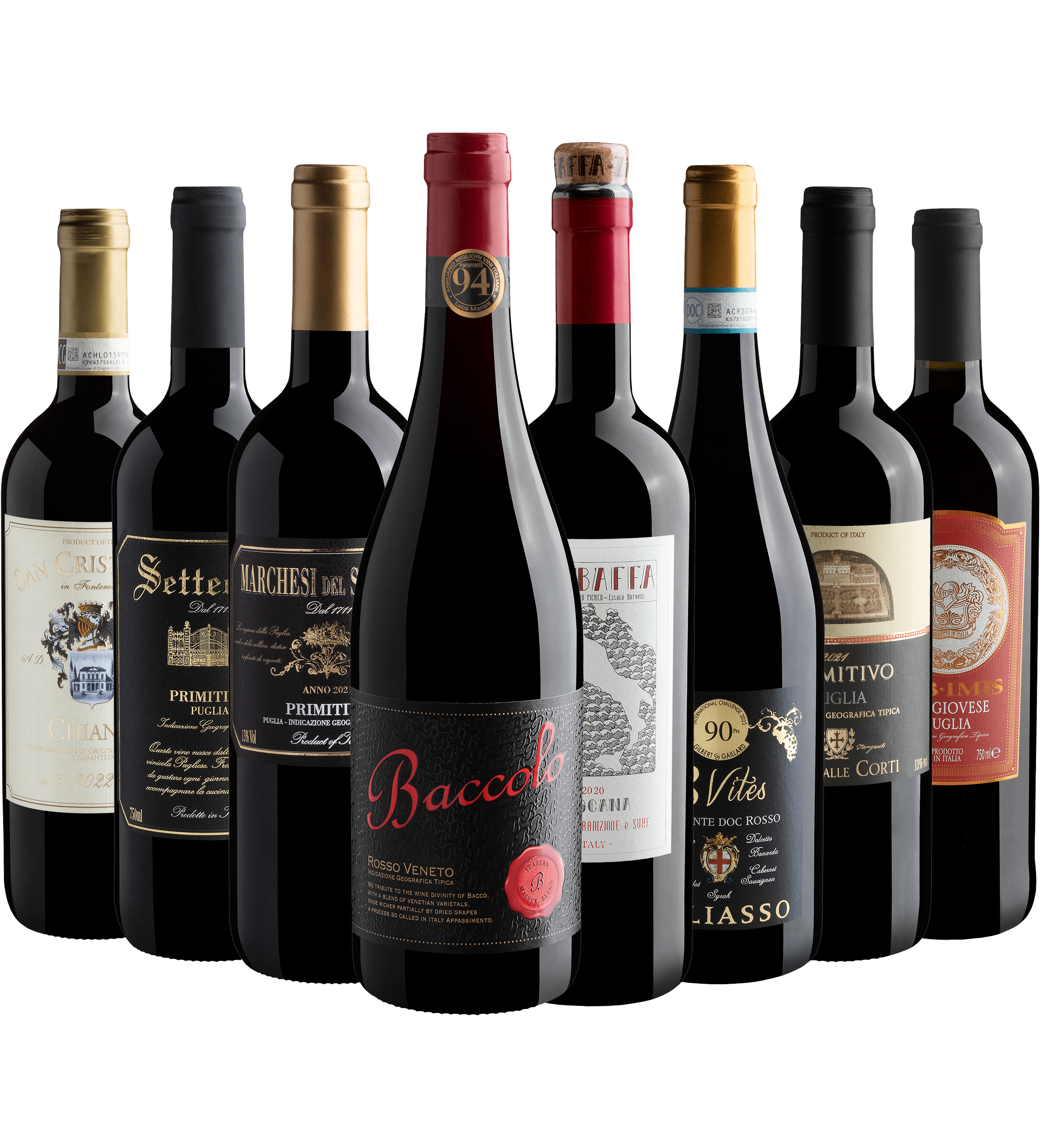 Kit 8 Italianos Best Sellers por R$57,90 cada garrafa