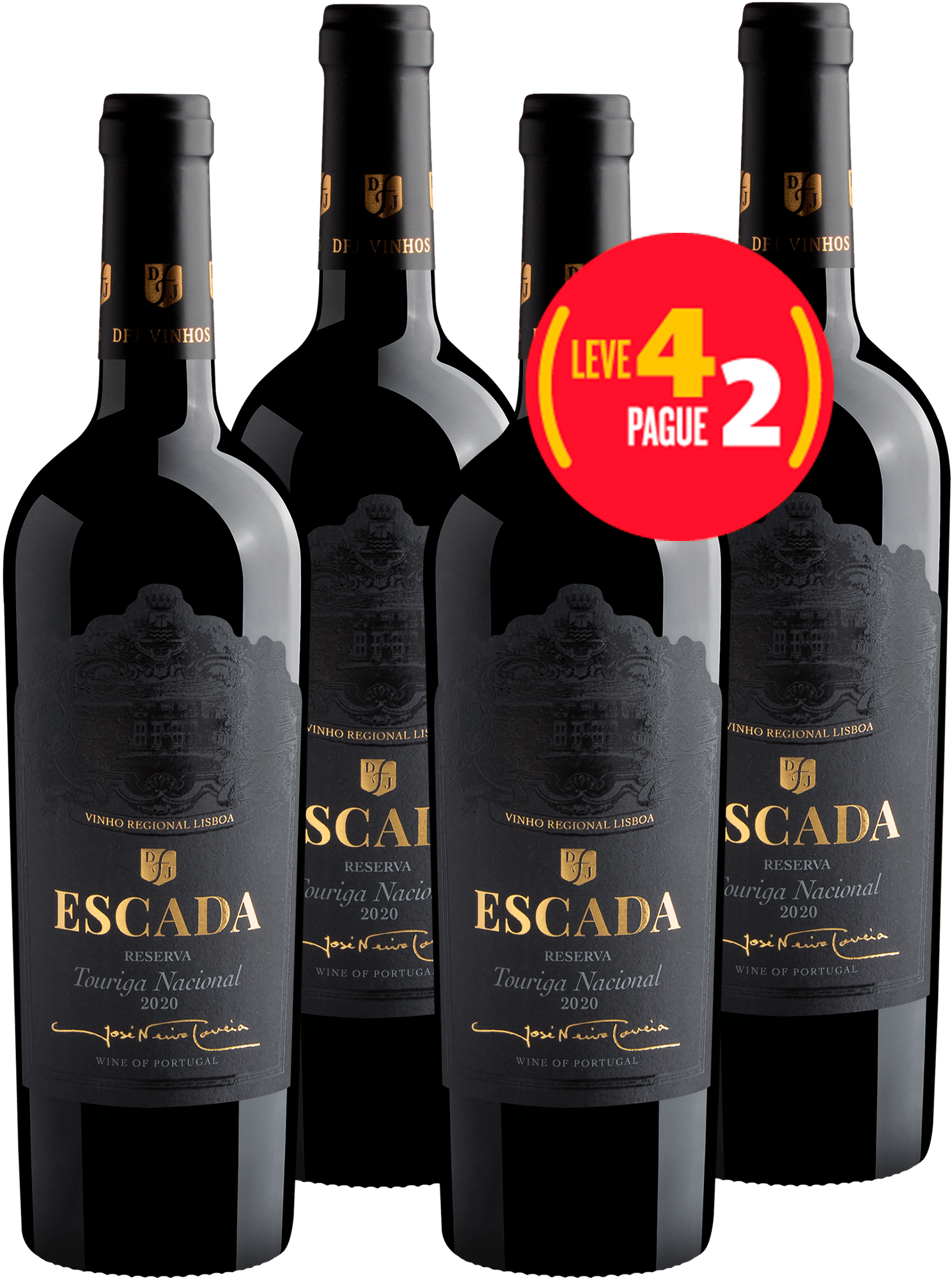 Kit Leve 4 Pague 2 Escada Reserva Touriga Nacional Vinho Regional Lisboa
