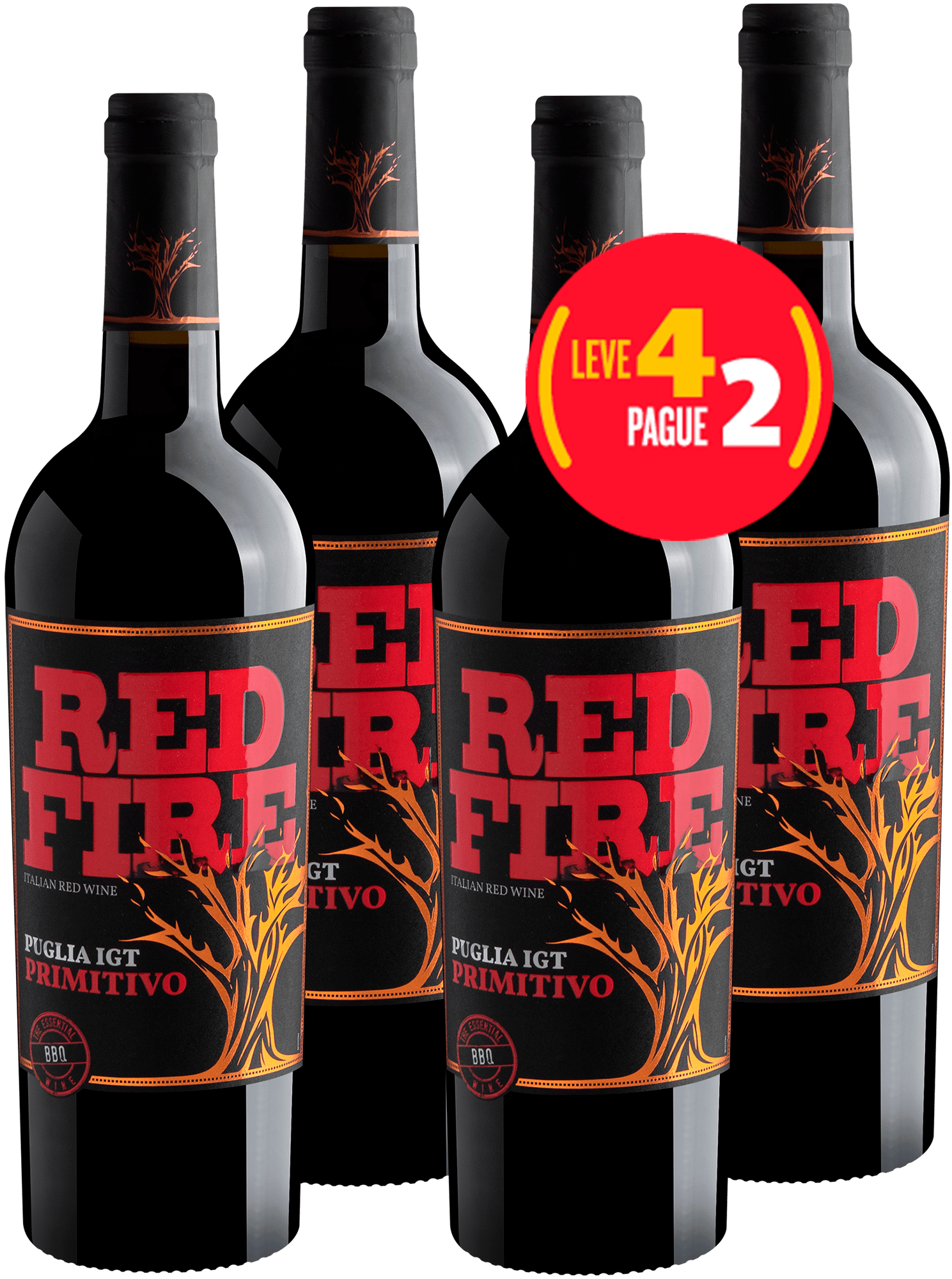 Kit Leve 4 Pague 2 Red Fire Primitivo Puglia IGT