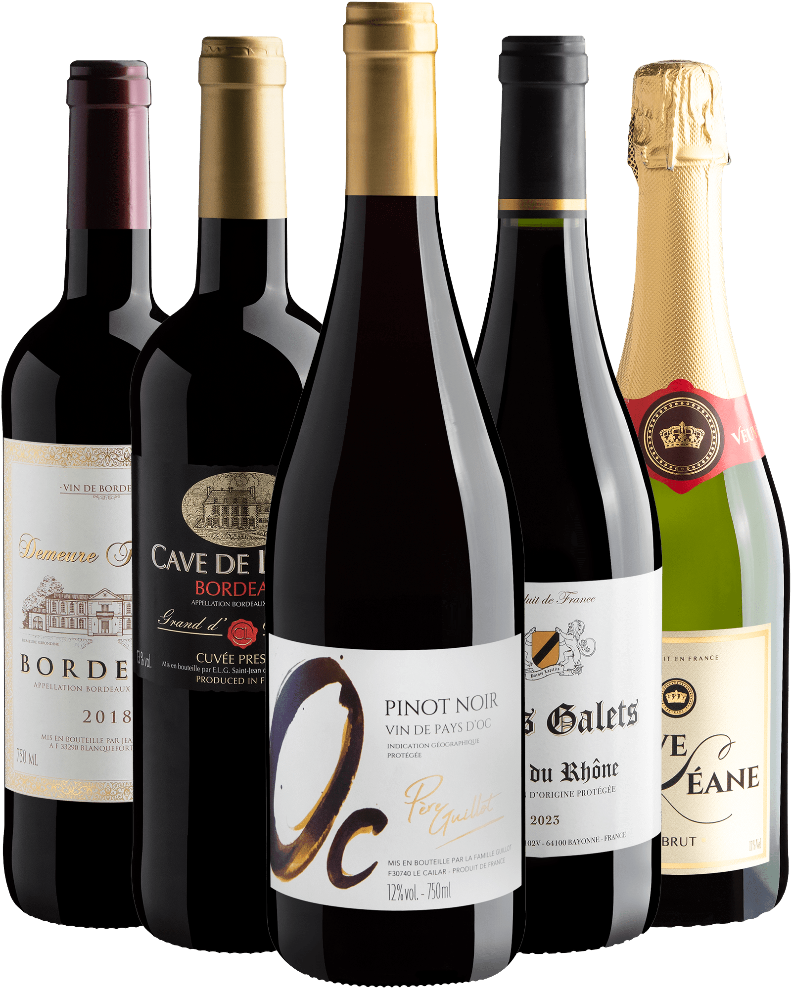 Kit 5 Expoentes Franceses por R$49,90 cada garrafa
