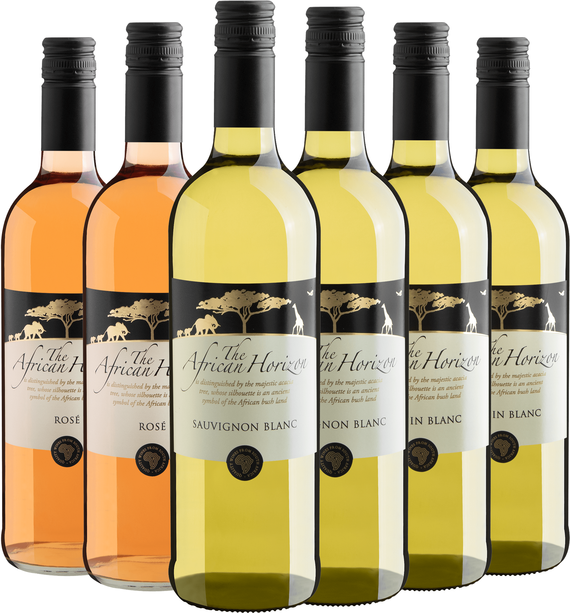 Kit The African Horizon | 2 Sauvignon Blanc + 2 Rosé + 2 Chenin Blanc por R$49,90 cada garrafa