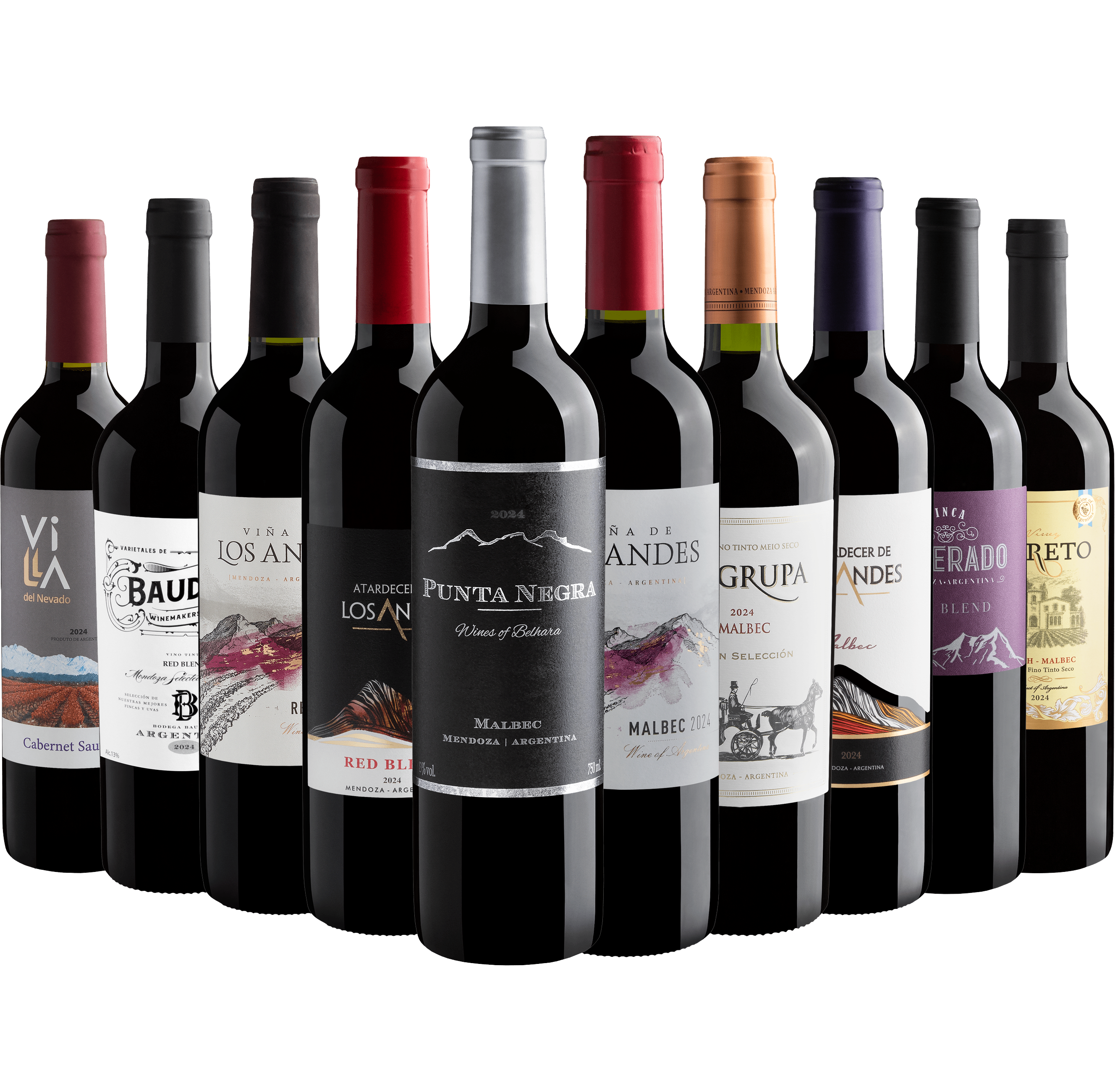 Kit 10 Tintos Argentinos com Punta Negra por R$29,90 cada garrafa