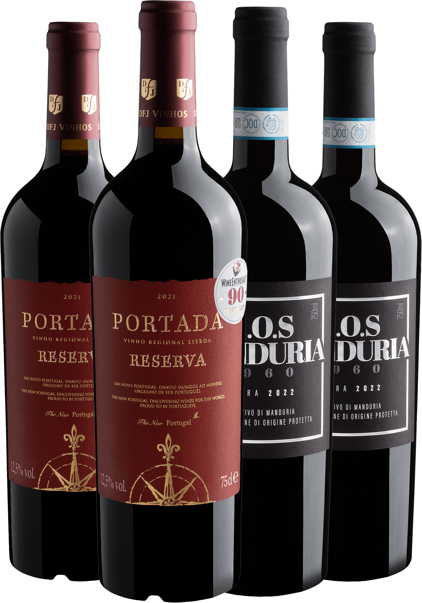 Kit 2 Portada Reserva + 2 C.O.S 1960 Primitivo di Manduria por R$84,90 cada garrafa