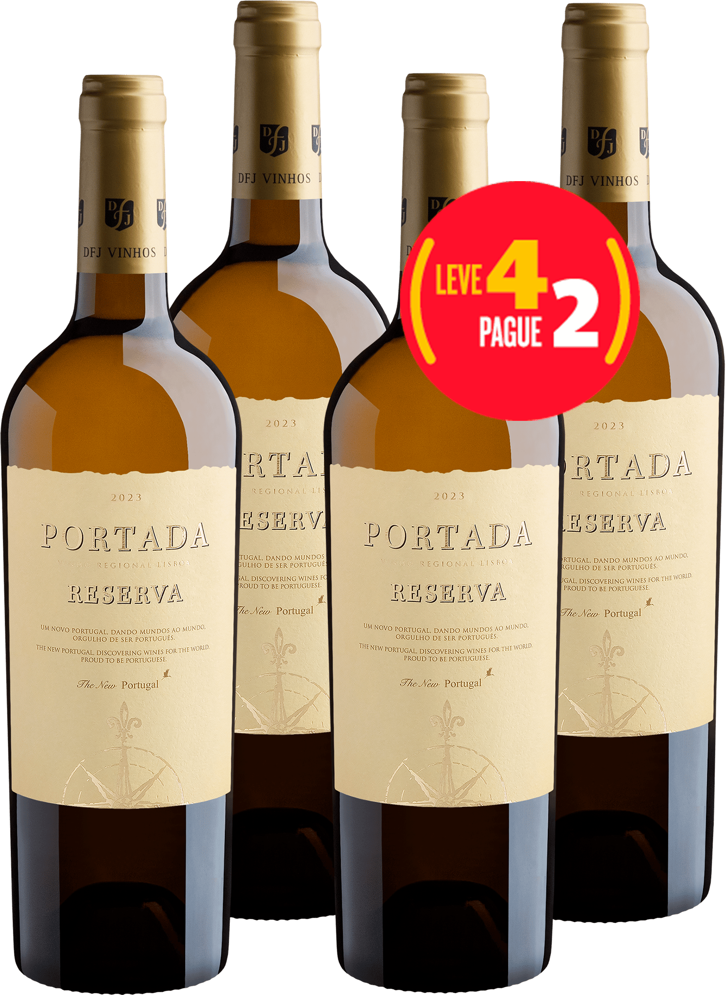 Kit Leve 4 Pague 2 Portada Reserva Branco Vinho Regional Lisboa