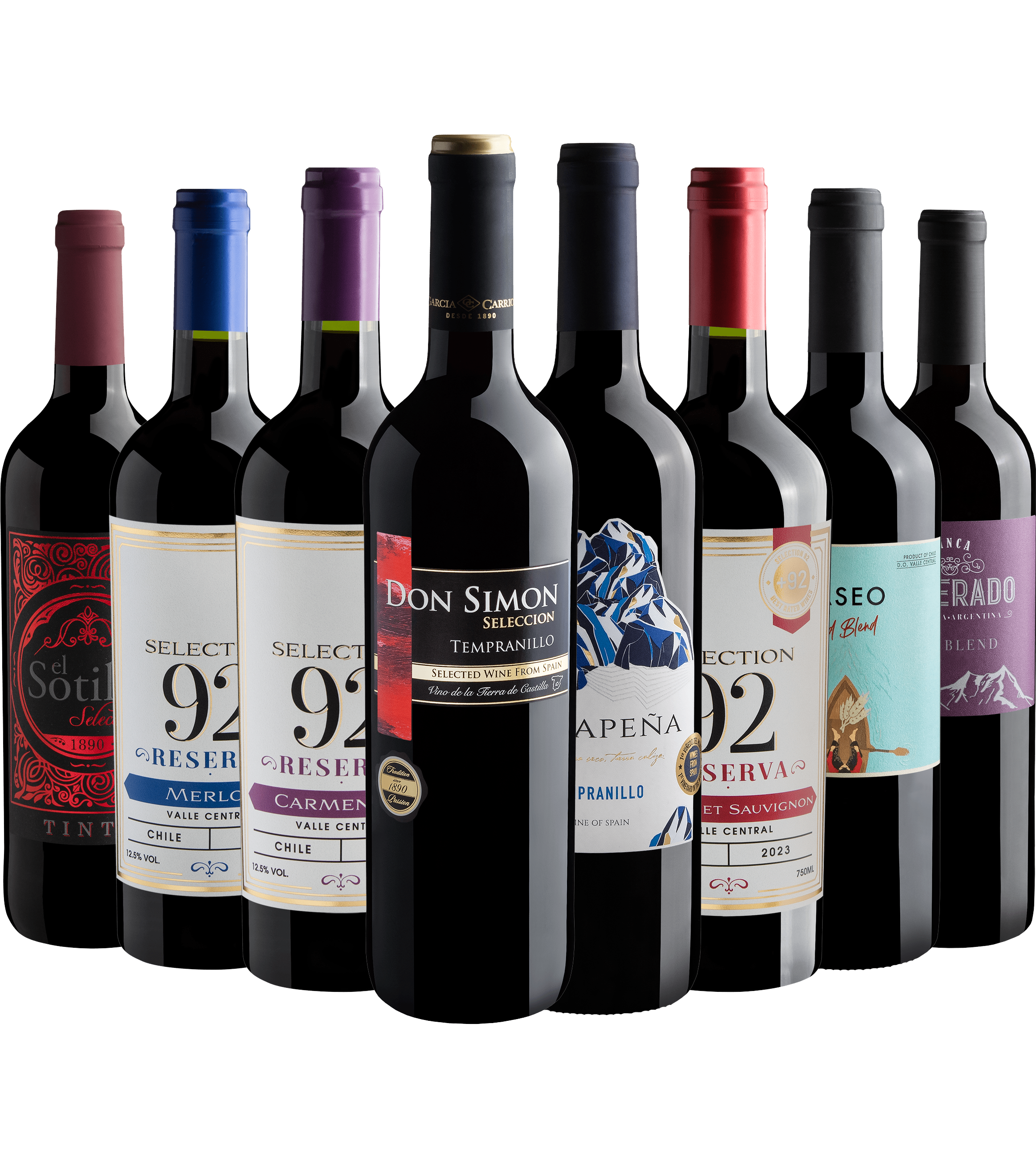Kit 8 Vinhos Tintos por R$25,90 cada garrafa*