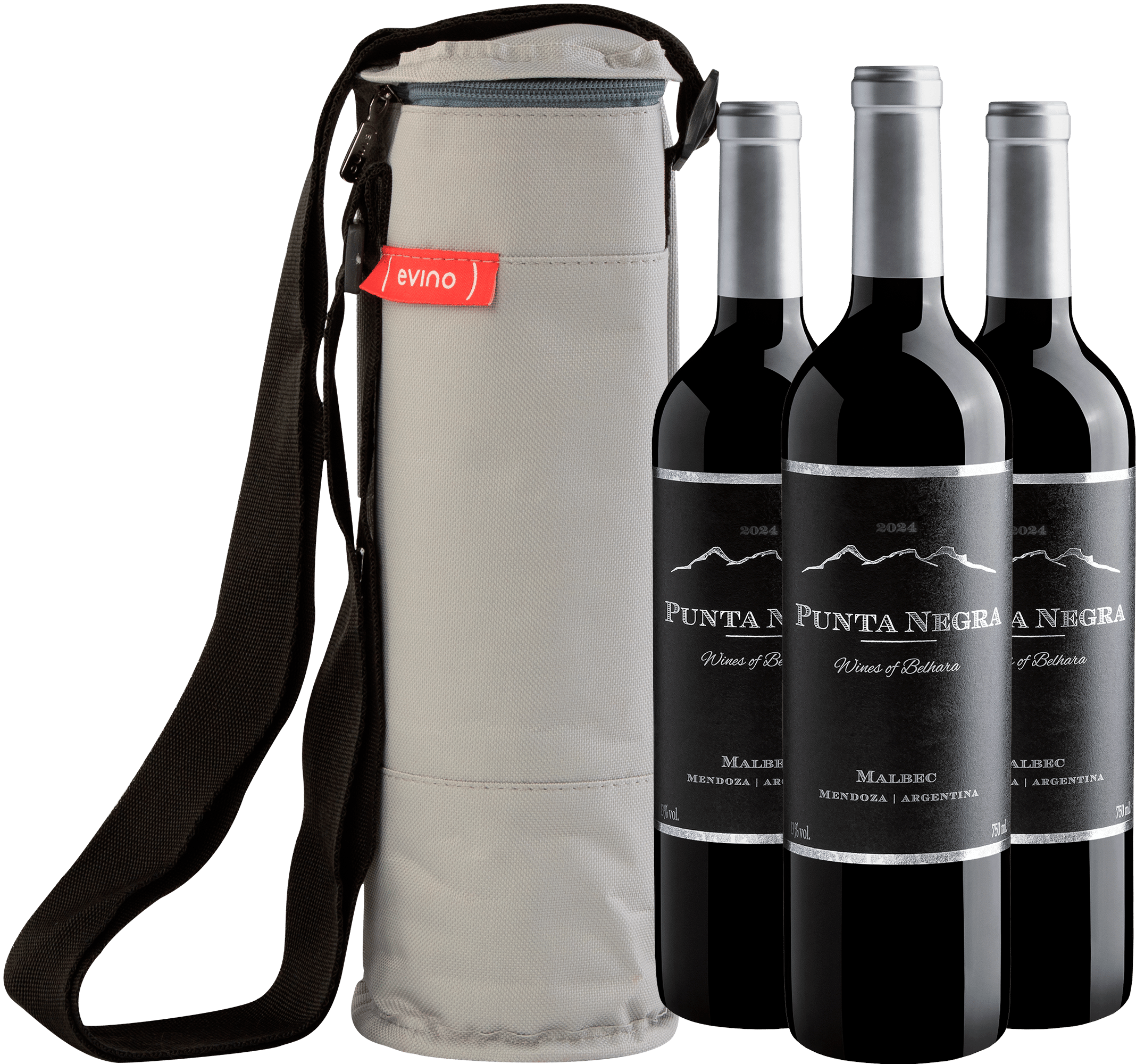 Kit 3 Punta Negra Wines of Belhara Malbec + Bolsa Térmica 