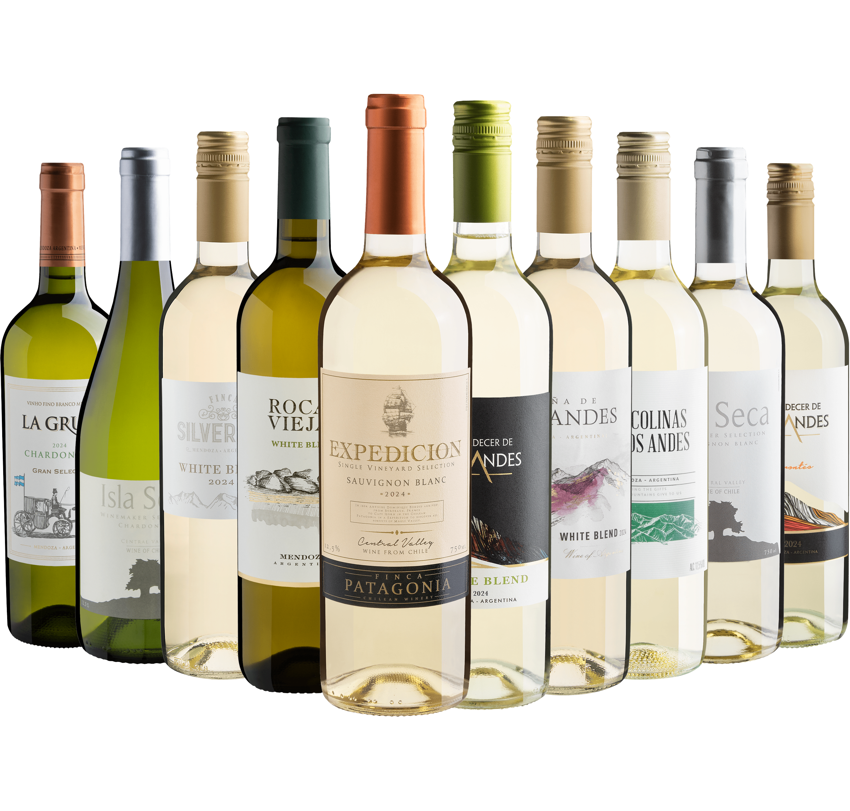 Kit 10 Vinhos Brancos por R$26,90 cada garrafa