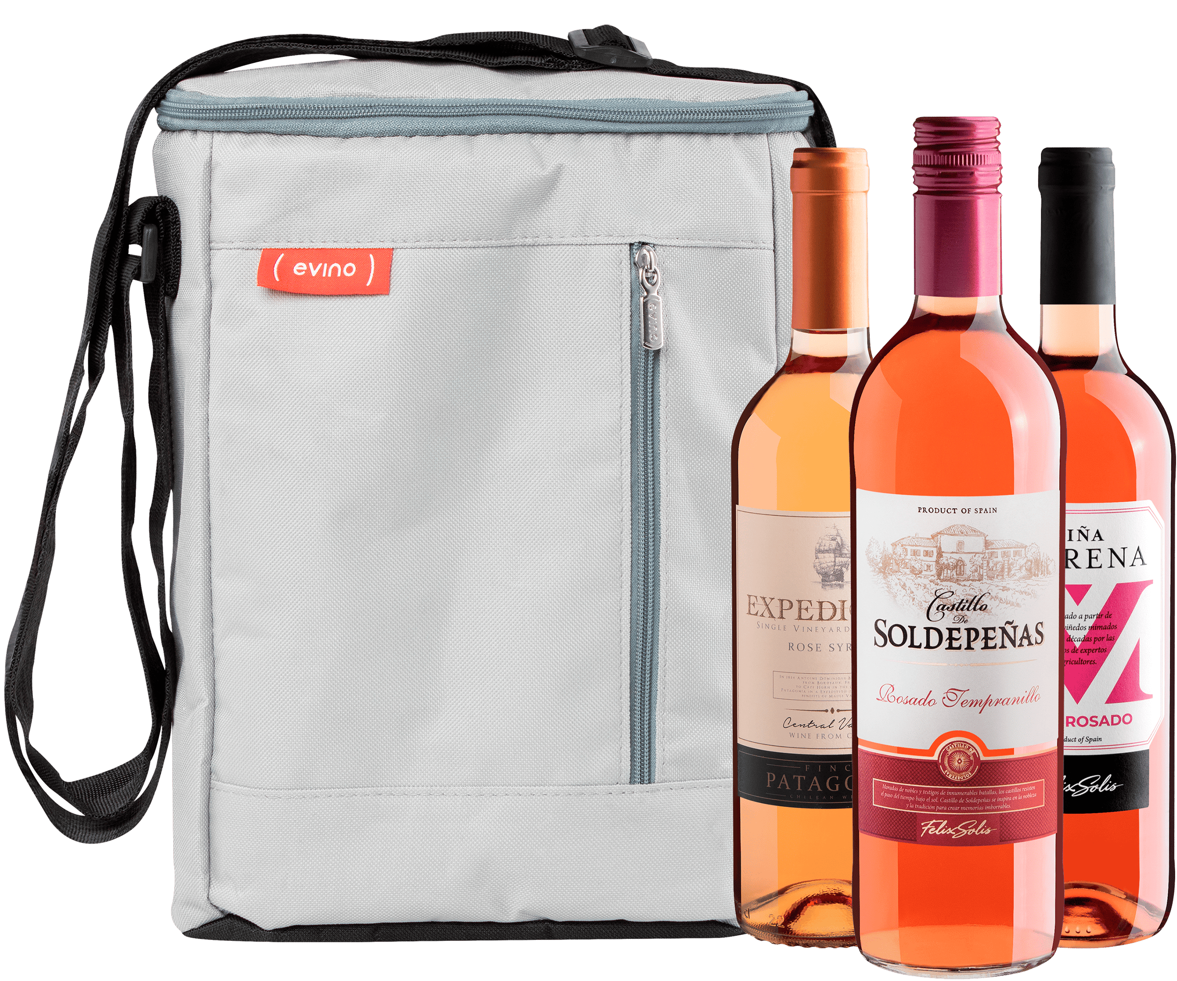 Kit 3 Vinhos Rosés + Bolsa Térmica