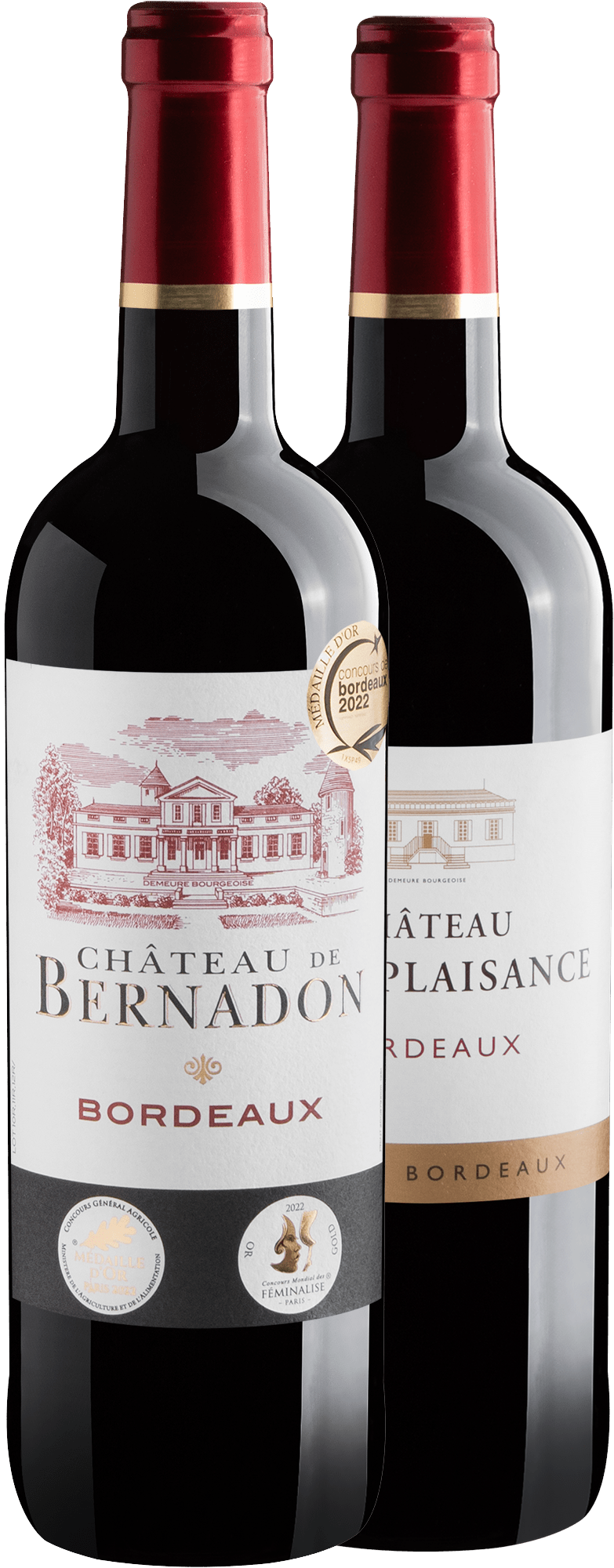 Kit 2 Tintos de Bordeaux Premiados por R$64,90 cada garrafa