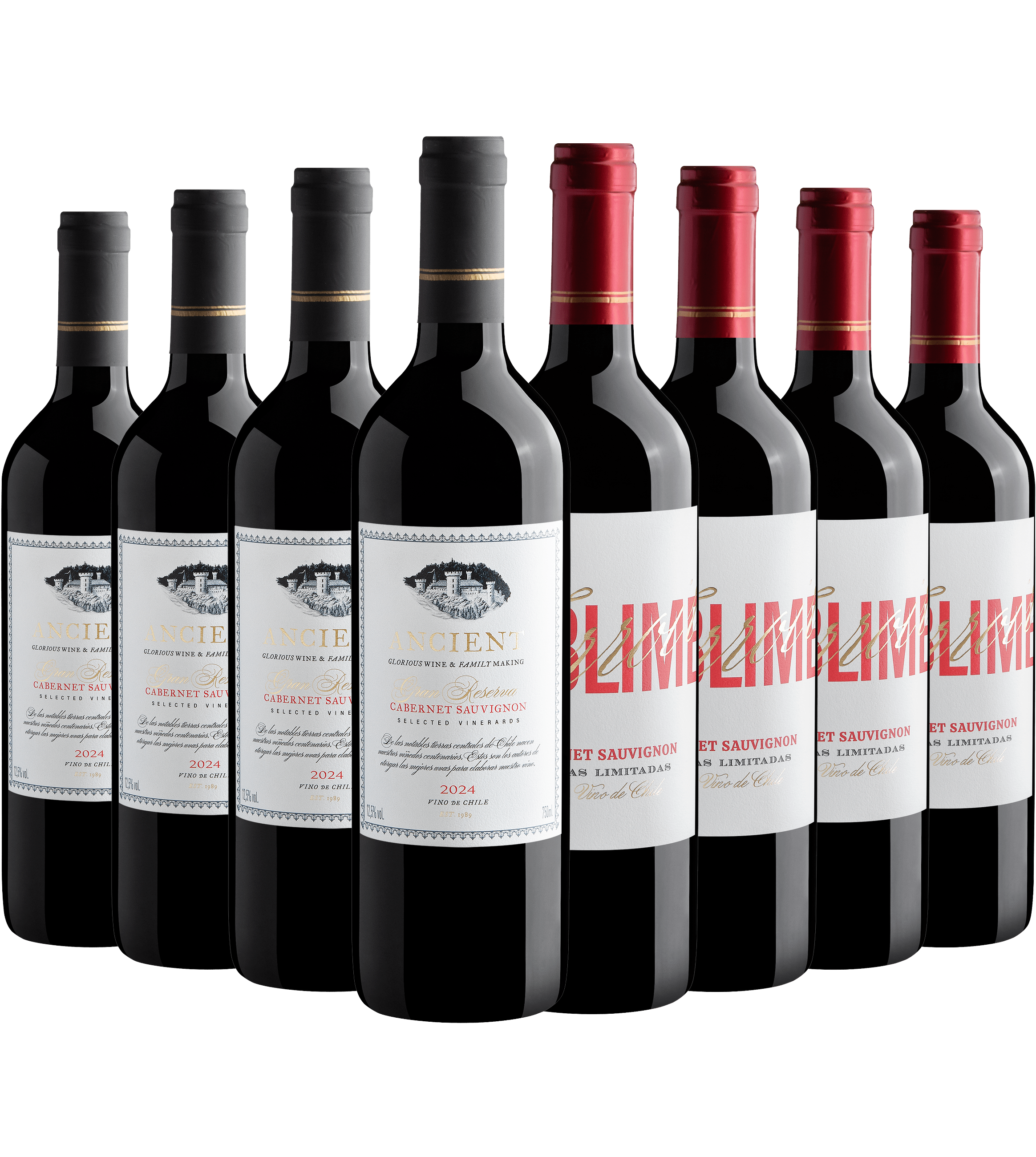 Kit 8 Cabernets Sauvignons por R$24,90 cada garrafa*