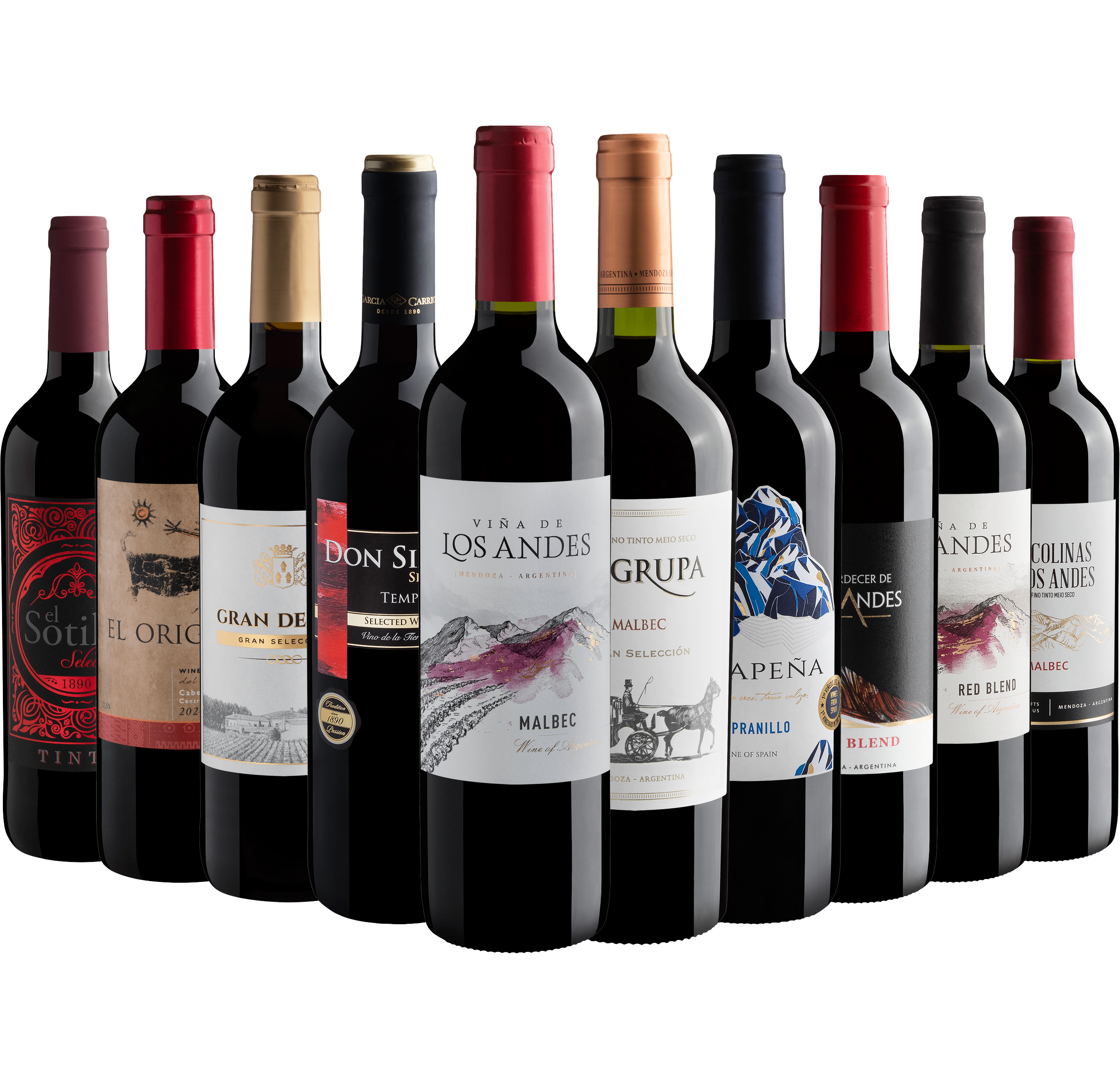 Kit 10 Vinhos Tintos por R$24,90 cada garrafa*