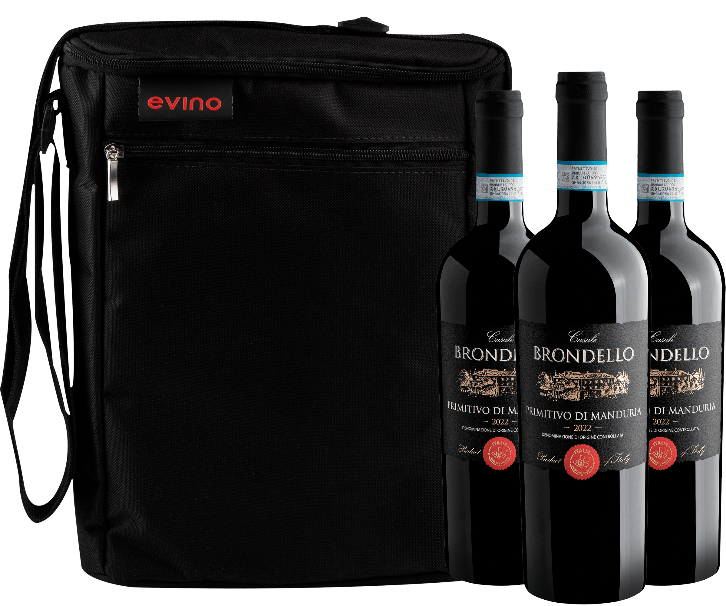 Kit 3 Casale Brondello Primitivo di Manduria DOC + Bolsa Exclusiva