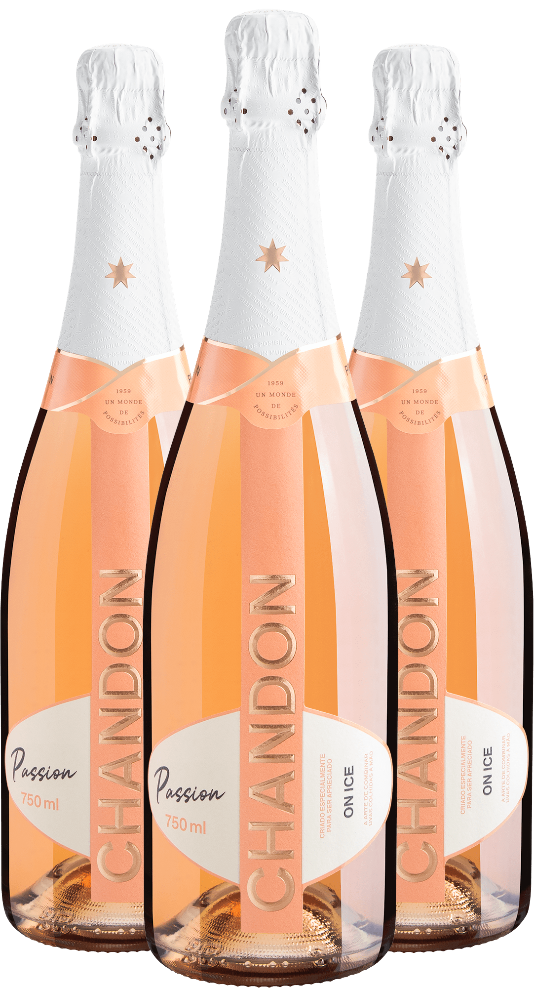 Kit 3 Chandon Passion Rosé por R$109,90 cada garrafa
