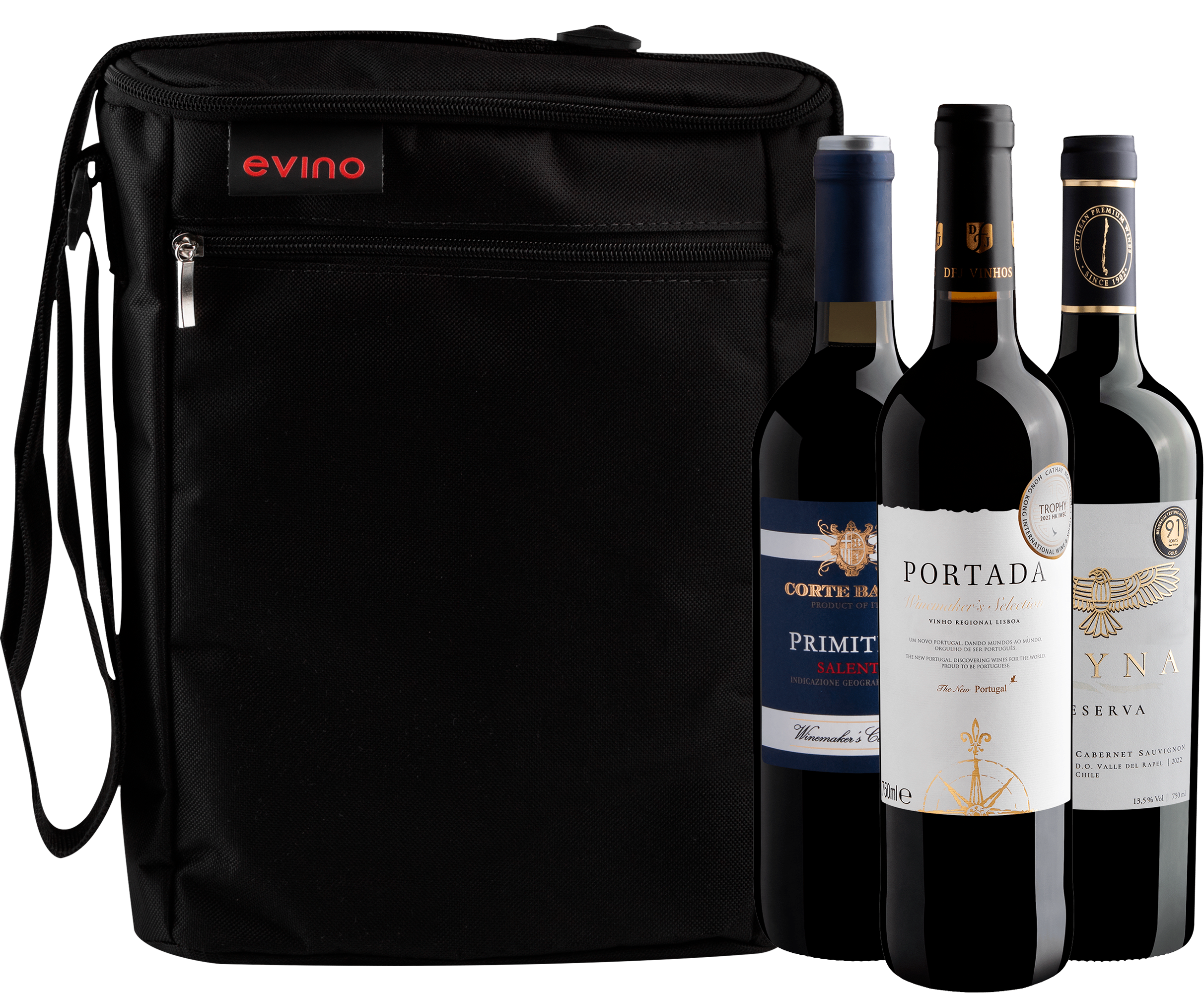 Kit 3 Vinhos 91+ Pontos + Bolsa Exclusiva